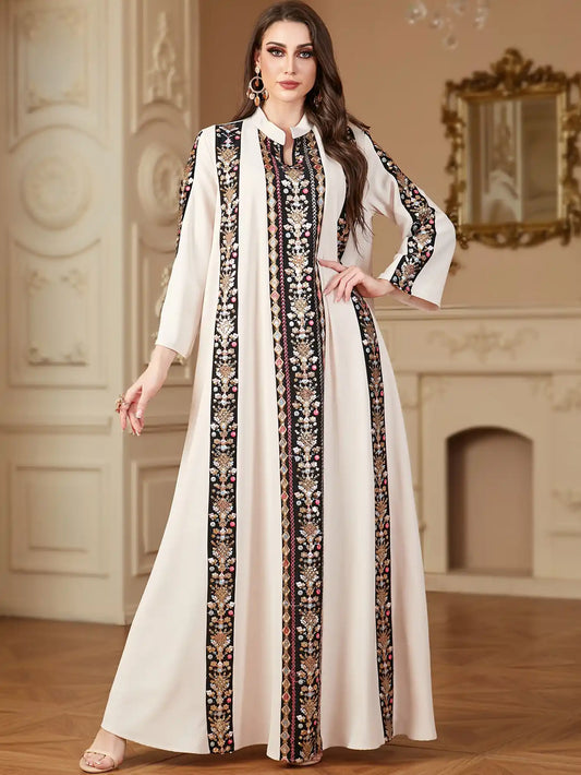 4152 Muslim Dubai Embroidery Stitching Dress