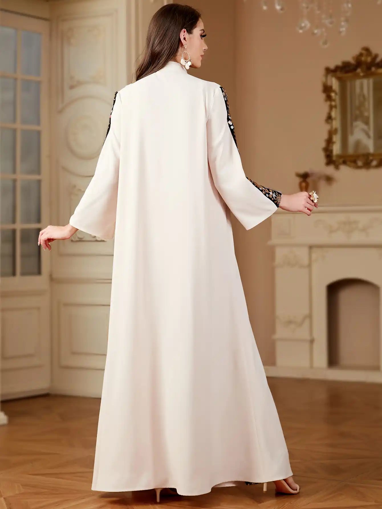 4152 Muslim Dubai Embroidery Stitching Dress