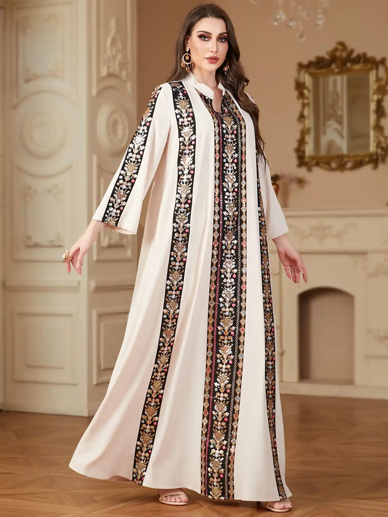 4152 Muslim Dubai Embroidery Stitching Dress