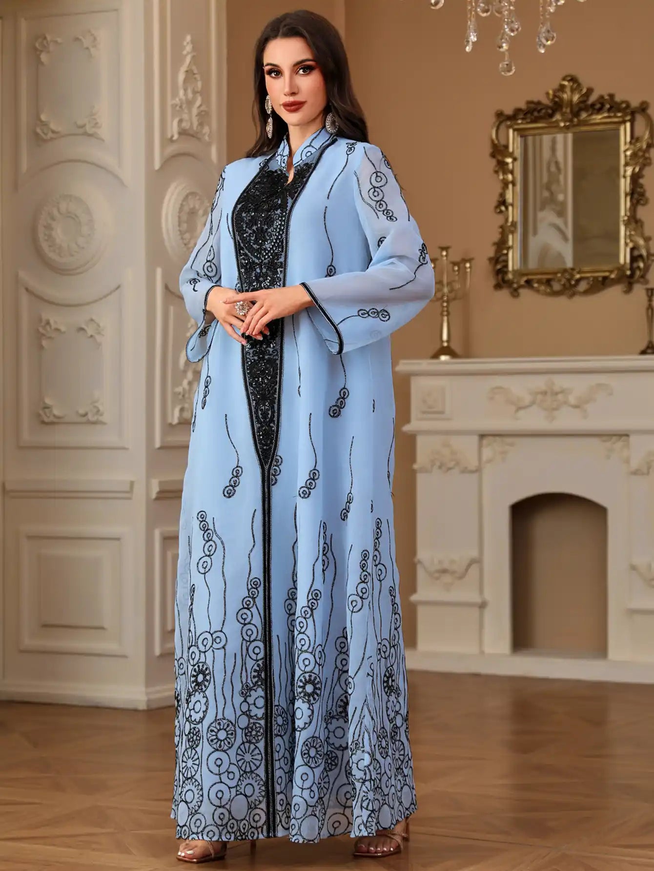 4158 Robe Embroidered Sequined Arabian Dress