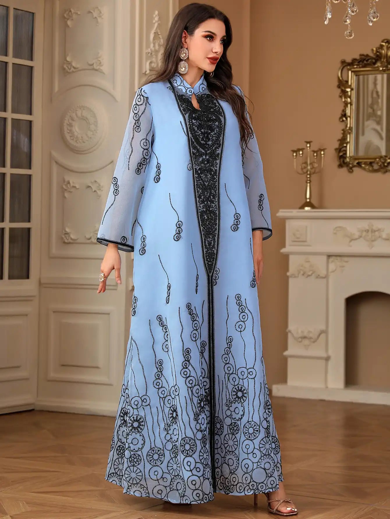 4158 Robe Embroidered Sequined Arabian Dress