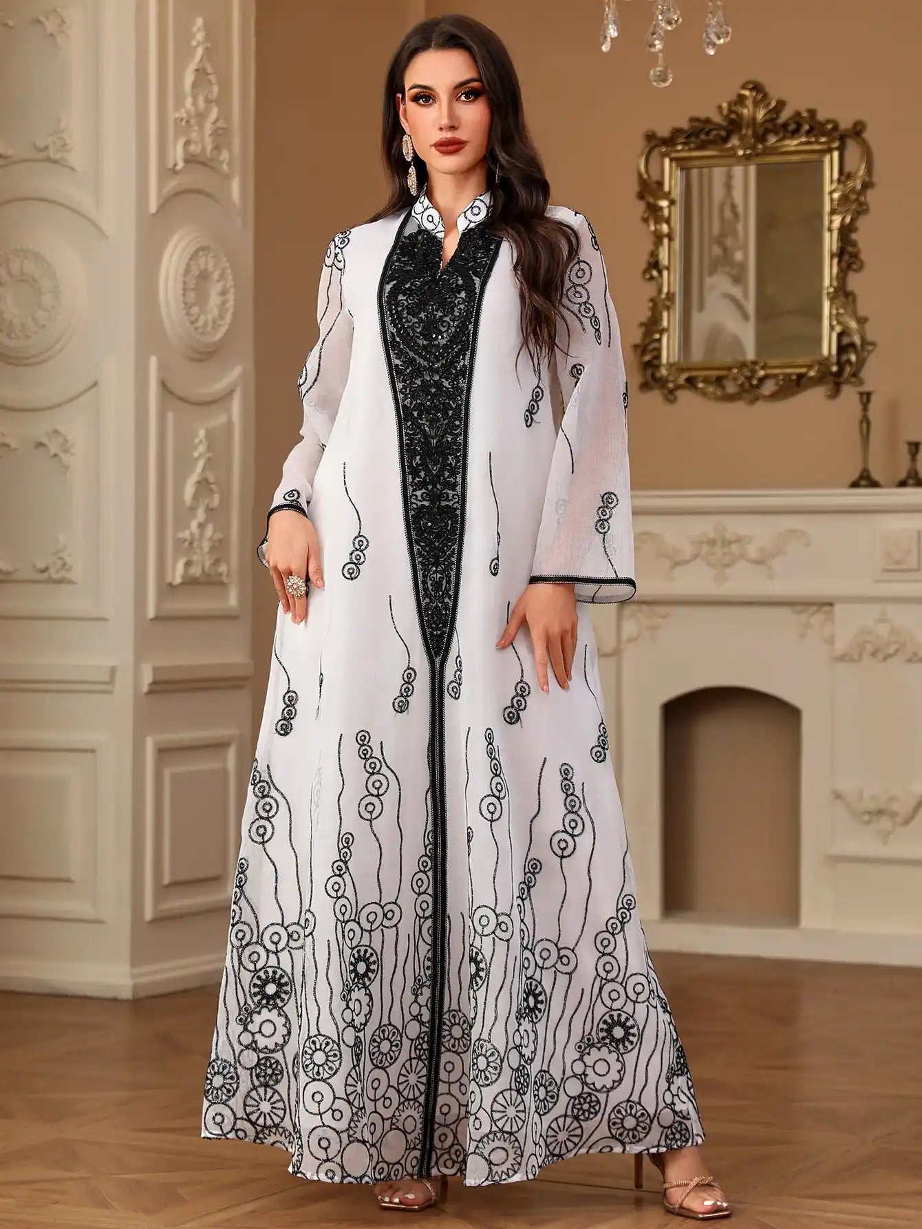4158 Robe Embroidered Sequined Arabian Dress