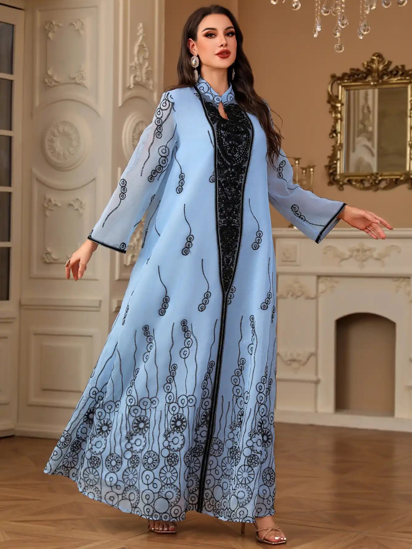 4158 Robe Embroidered Sequined Arabian Dress