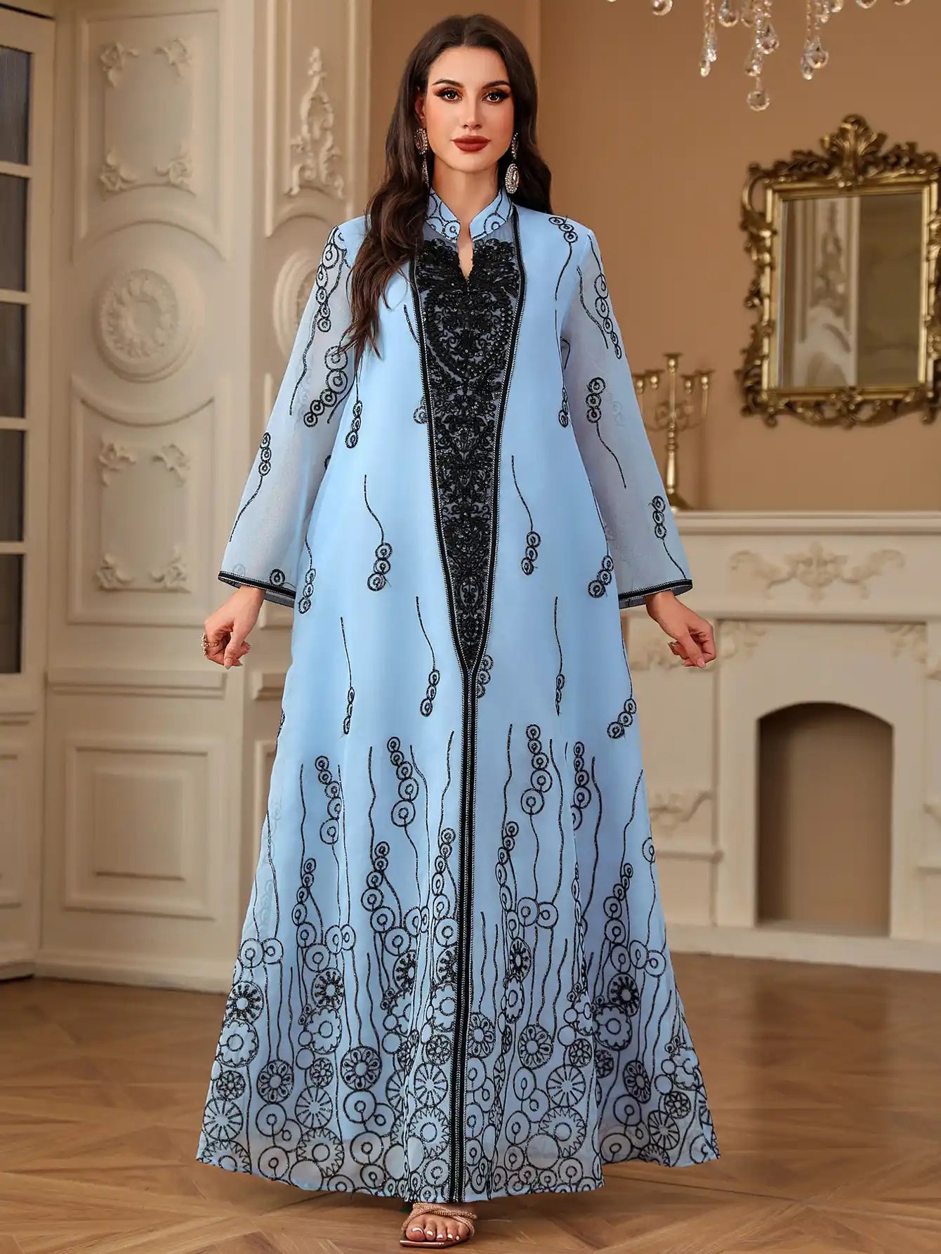 4158 Robe Embroidered Sequined Arabian Dress