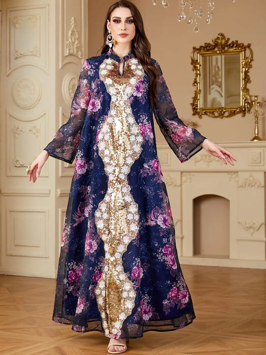 4161 Arabic Sequined Muslim Dress