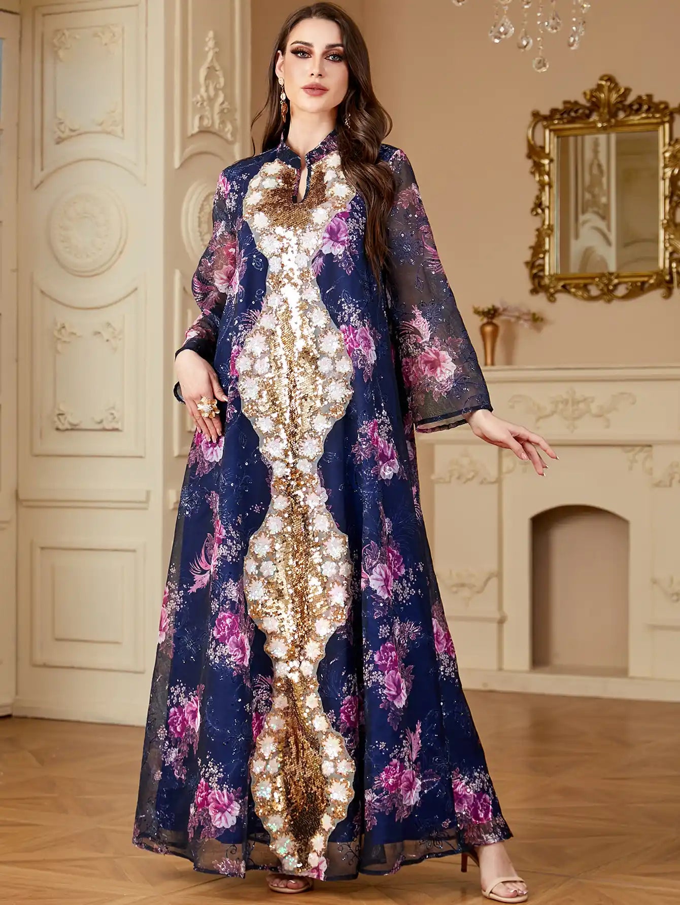 4161 Arabic Sequined Muslim Dress