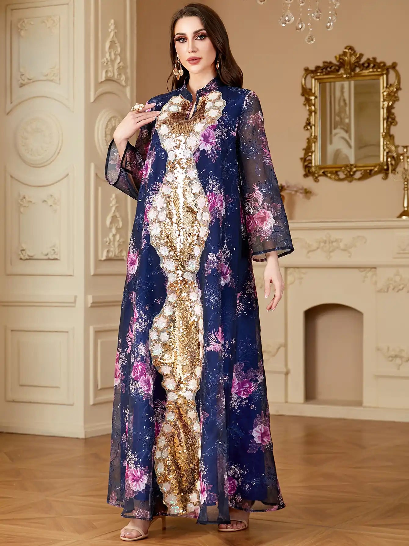 4161 Arabic Sequined Muslim Dress