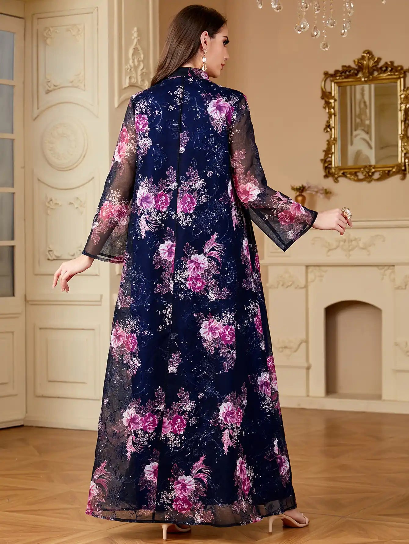 4161 Arabic Sequined Muslim Dress