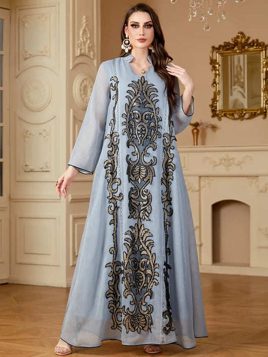4169 Arab Robe Embroidery Floral Dress