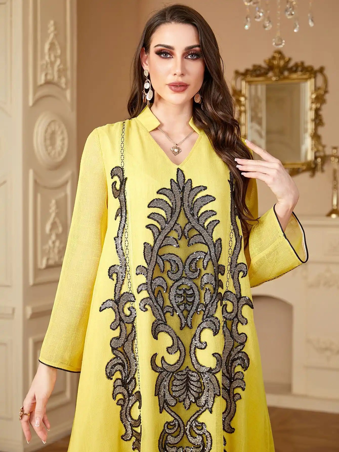 4169 Arab Robe Embroidery Floral Dress