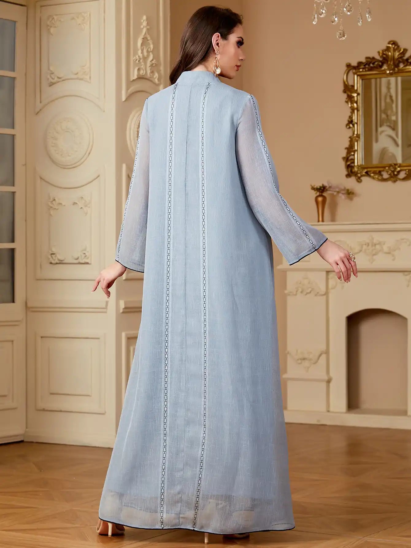 4169 Arab Robe Embroidery Floral Dress