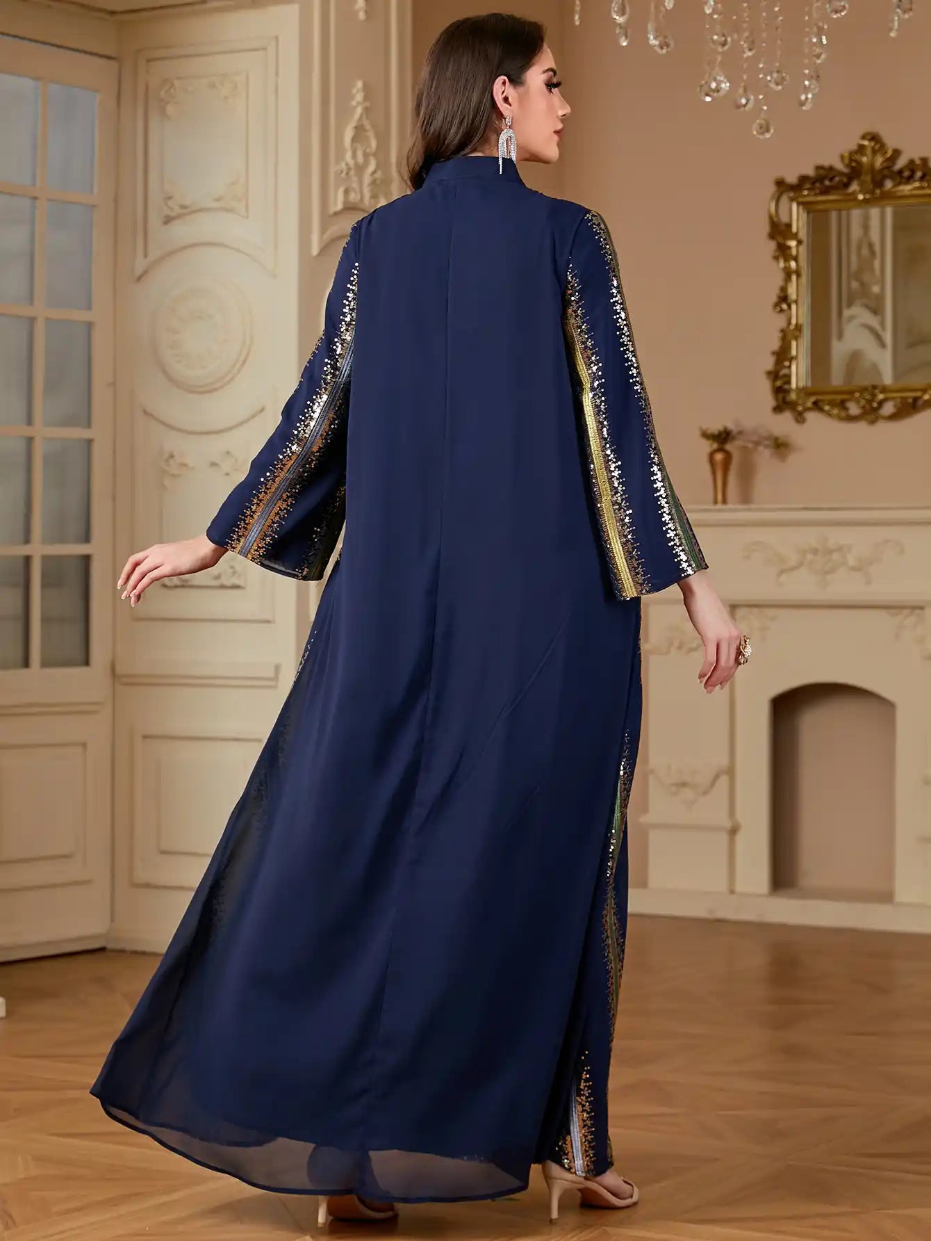 4170 Arab Robe Women's Chiffon Embroidered Muslim Dress