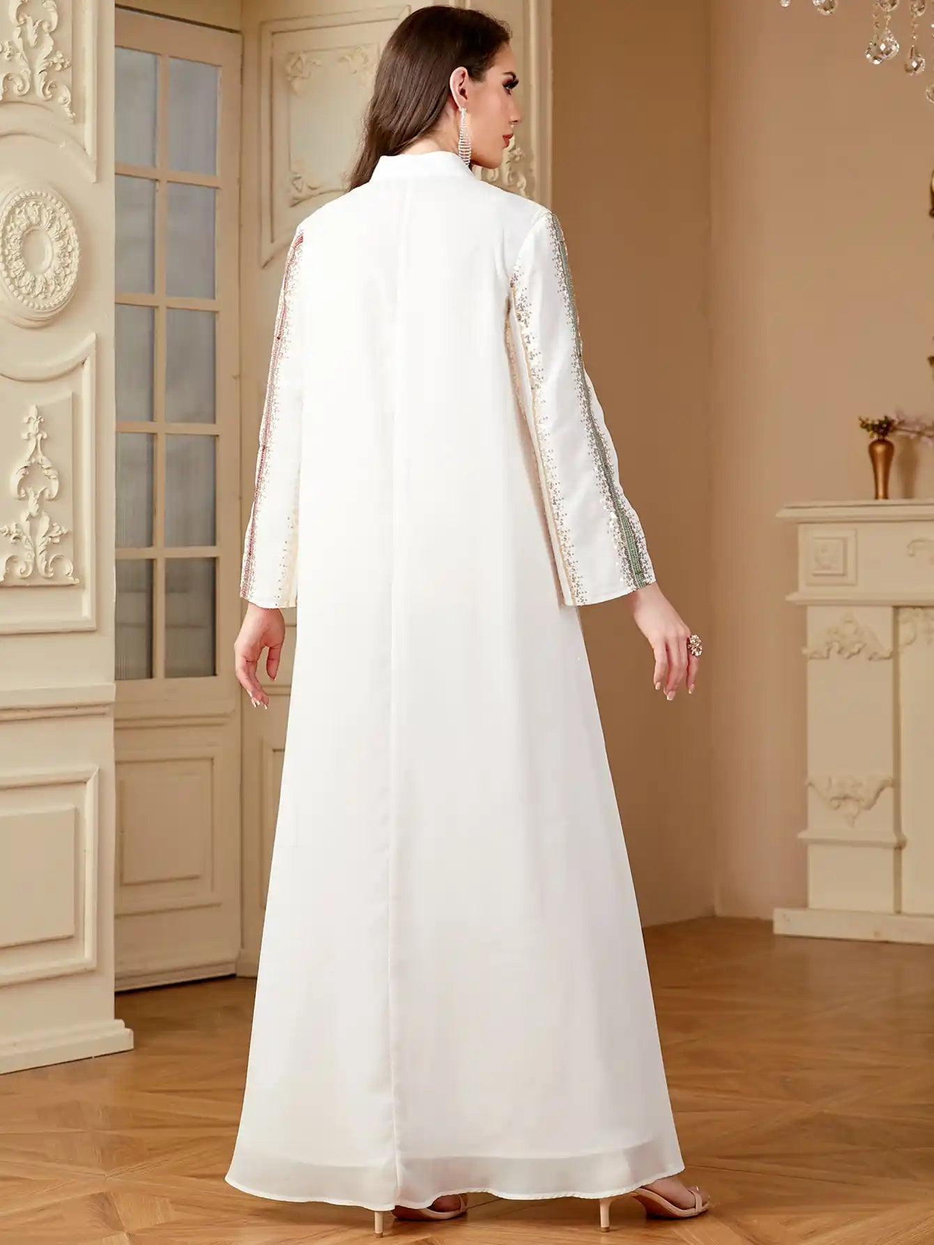 4170 Arab Robe Women's Chiffon Embroidered Muslim Dress