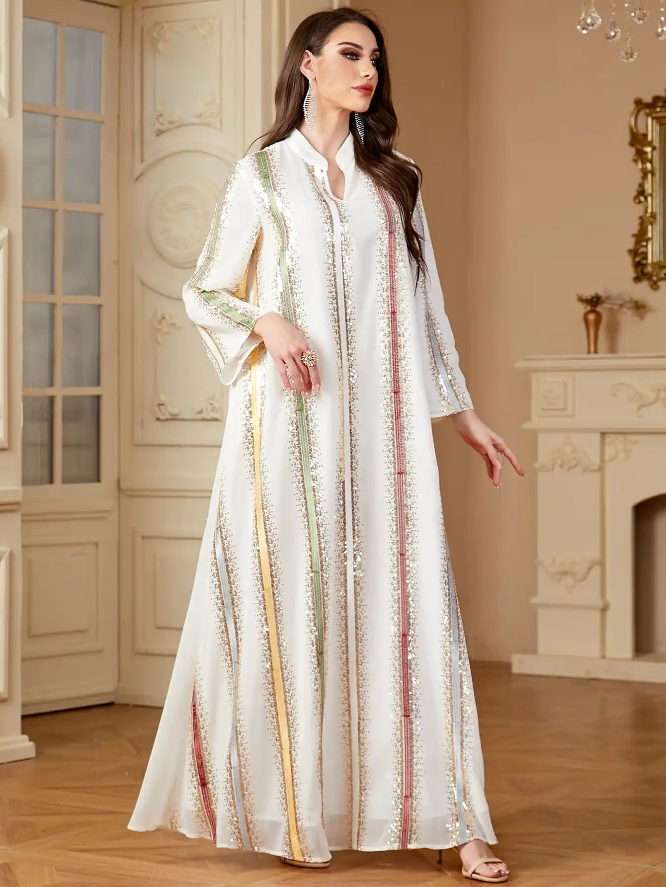 4170 Arab Robe Women's Chiffon Embroidered Muslim Dress