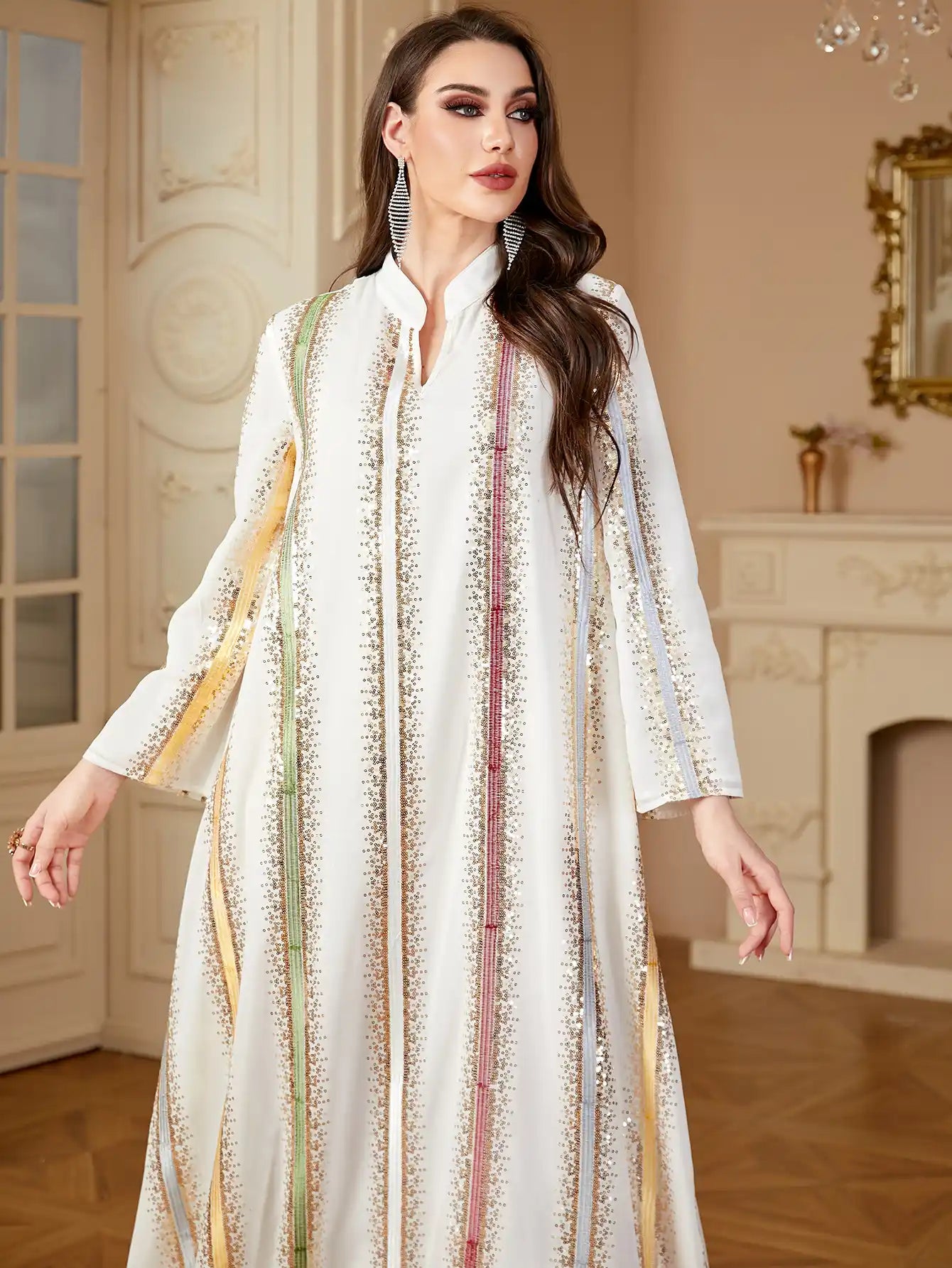4170 Arab Robe Women's Chiffon Embroidered Muslim Dress