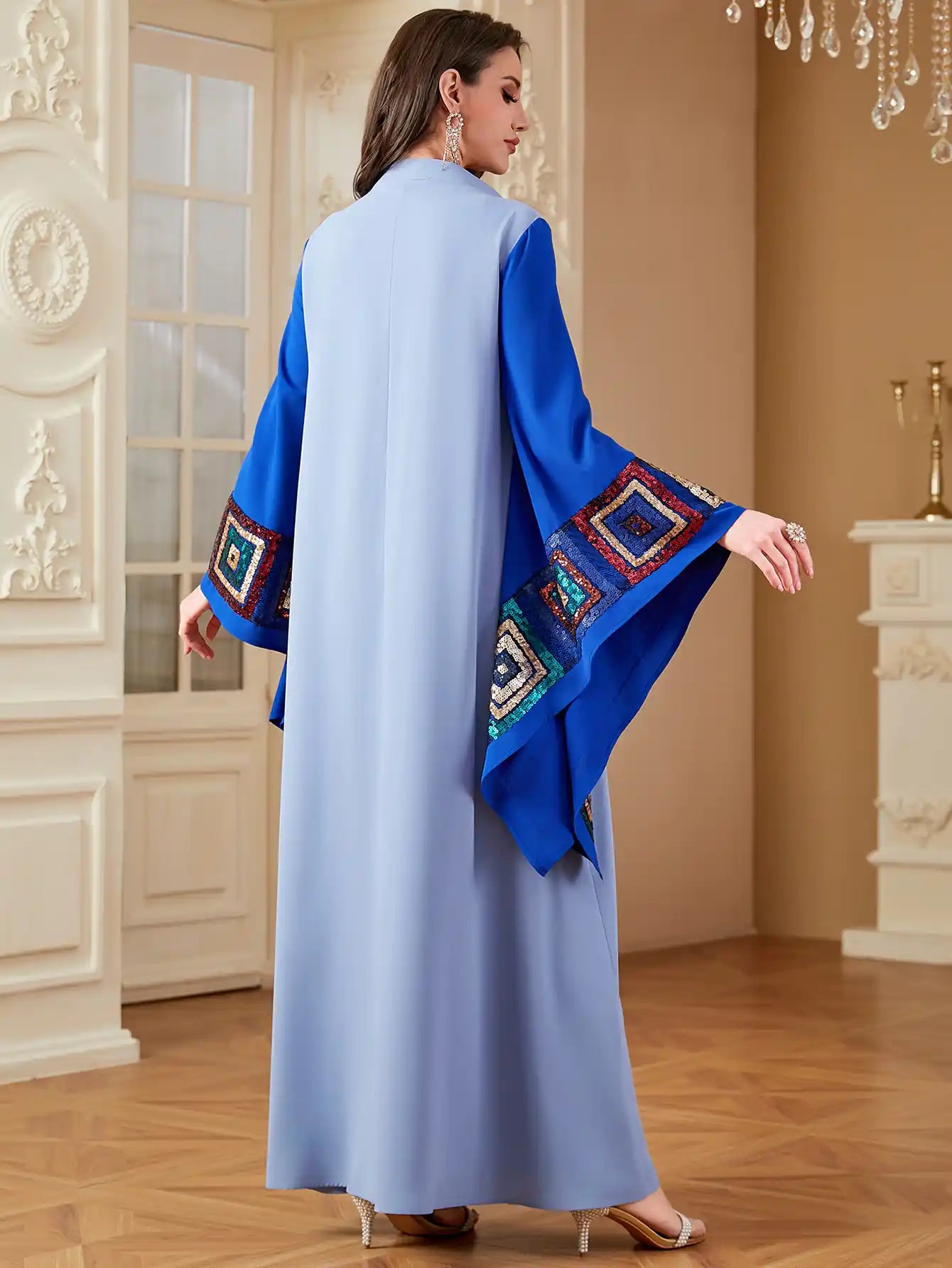 4203 Arabic Women's Loose Stitching Fashion Robe Dress