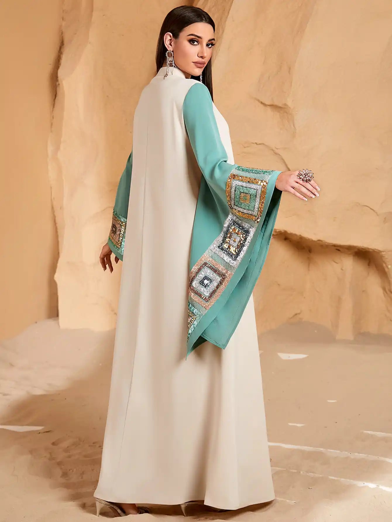 4203 Dubai Abaya Dress Bat Sleeve Kaftan Robe