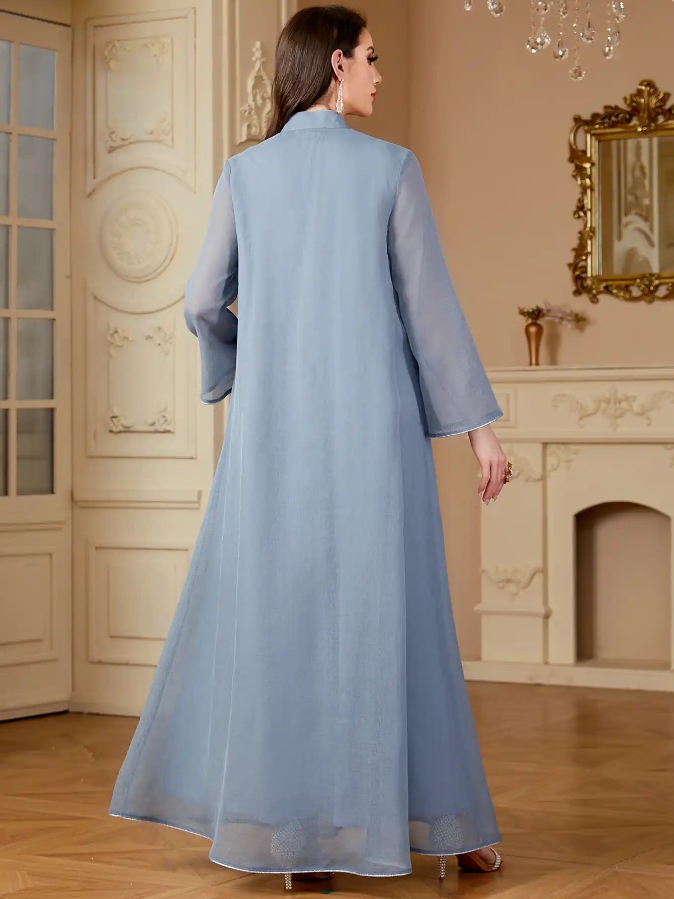 4209 Robe Embroidery Muslim Solid Dress