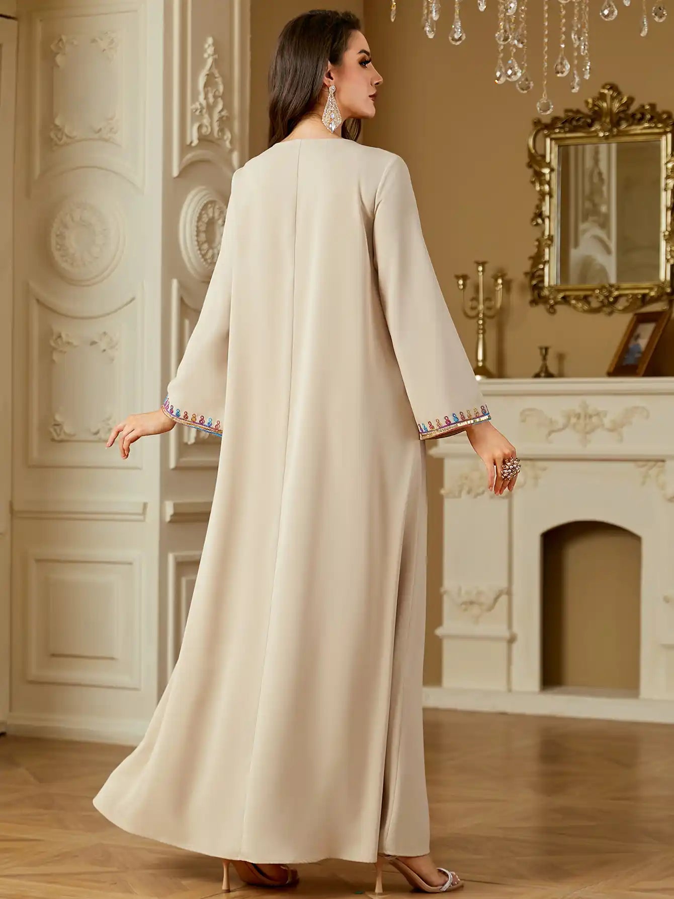 4220 Muslim Sequin Embroidery Arabian Dubai Robe