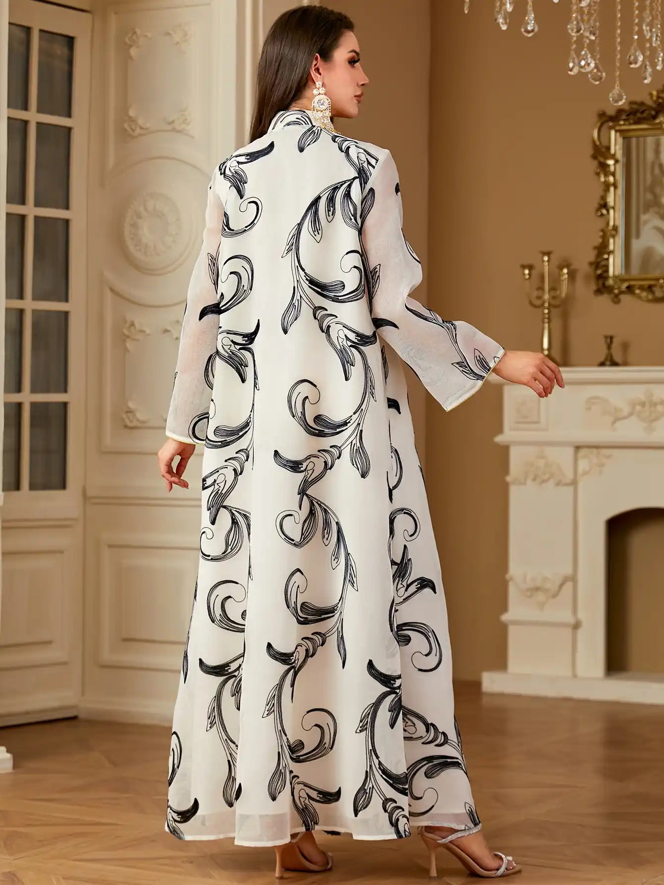 4225 Embroidered Women's Arab Robe Abaya Dress