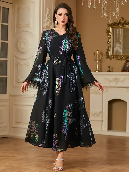 4239 Muslim Robes Stamping Loose Dress