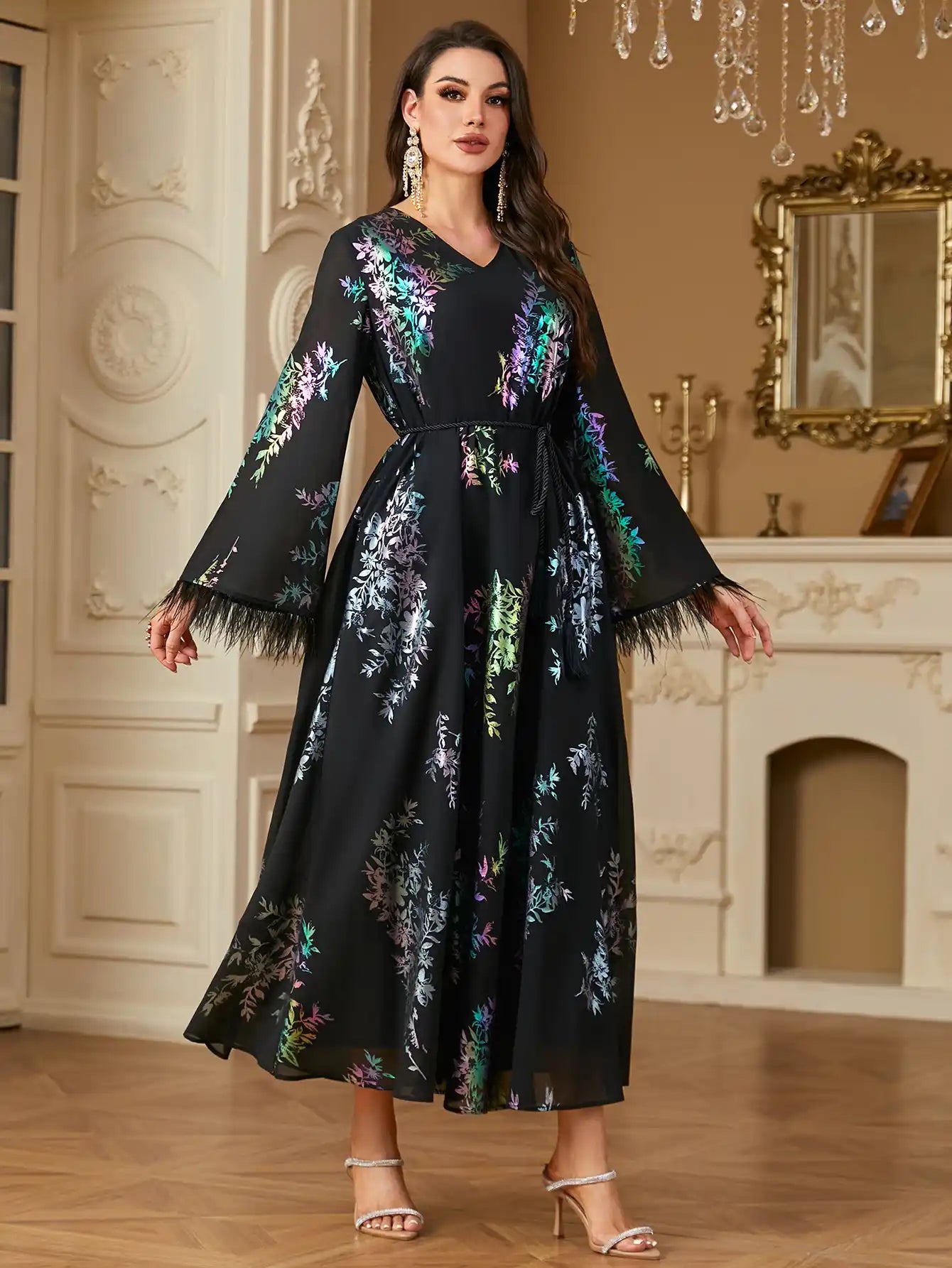 4239 Muslim Robes Stamping Loose Dress