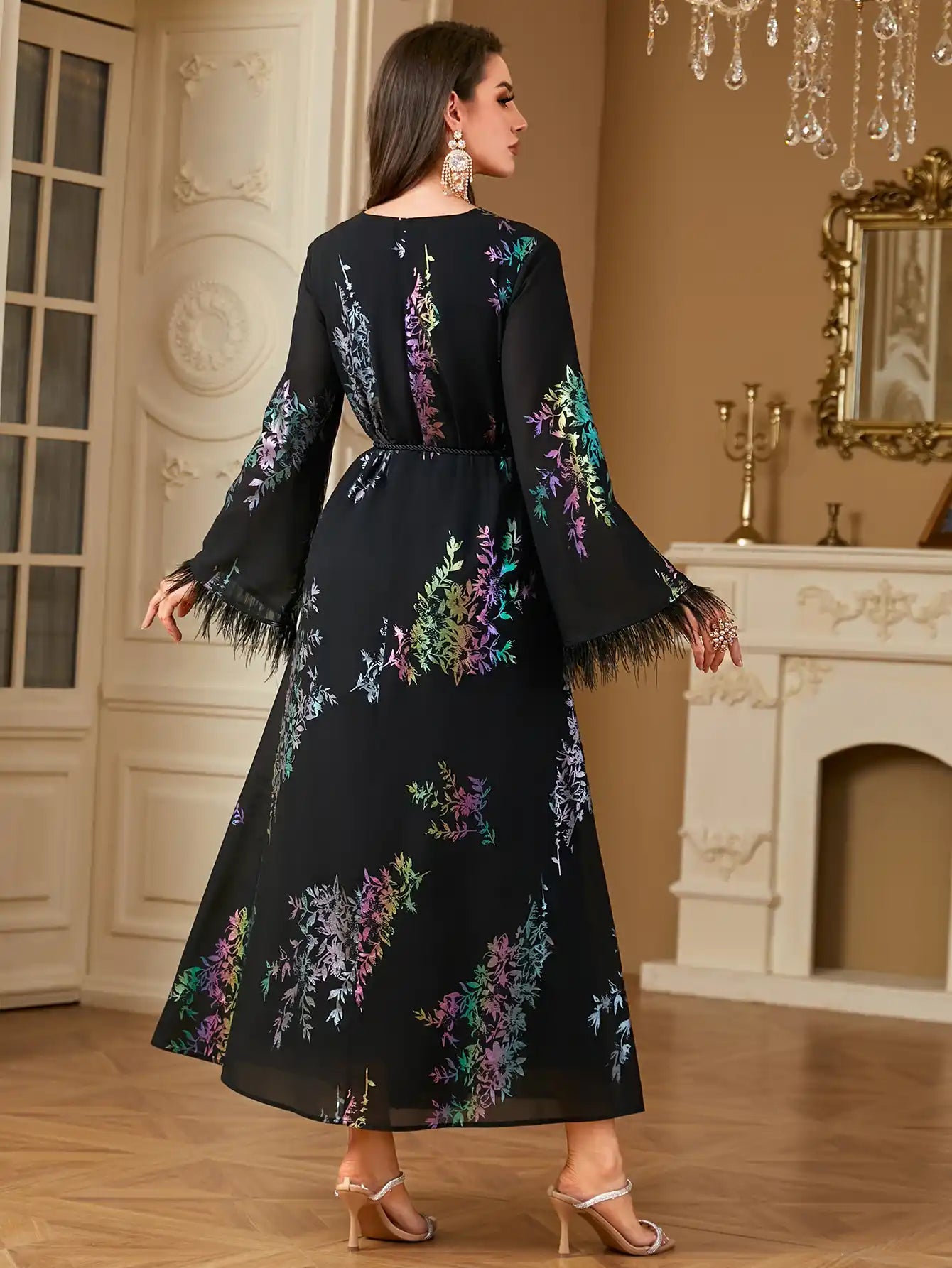 4239 Muslim Robes Stamping Loose Dress