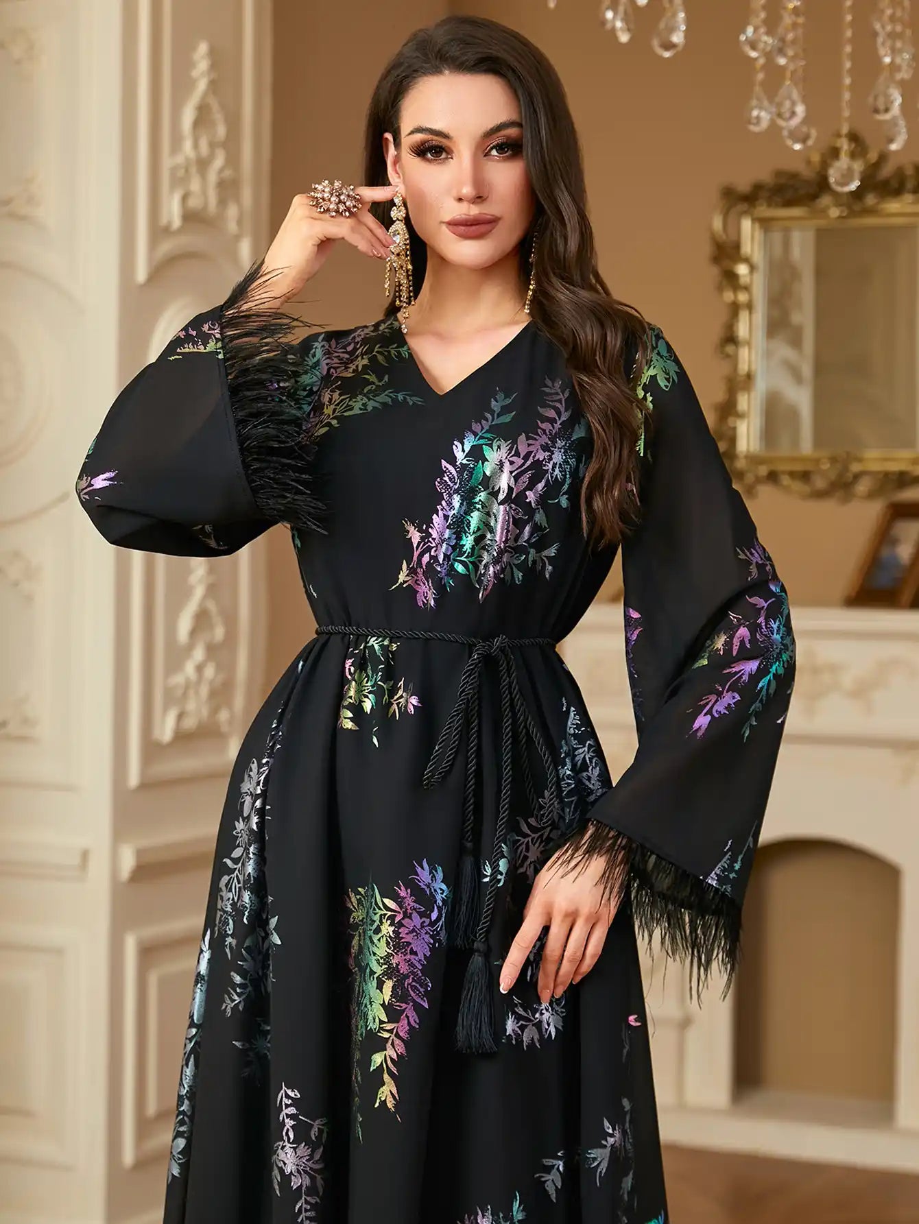 4239 Muslim Robes Stamping Loose Dress