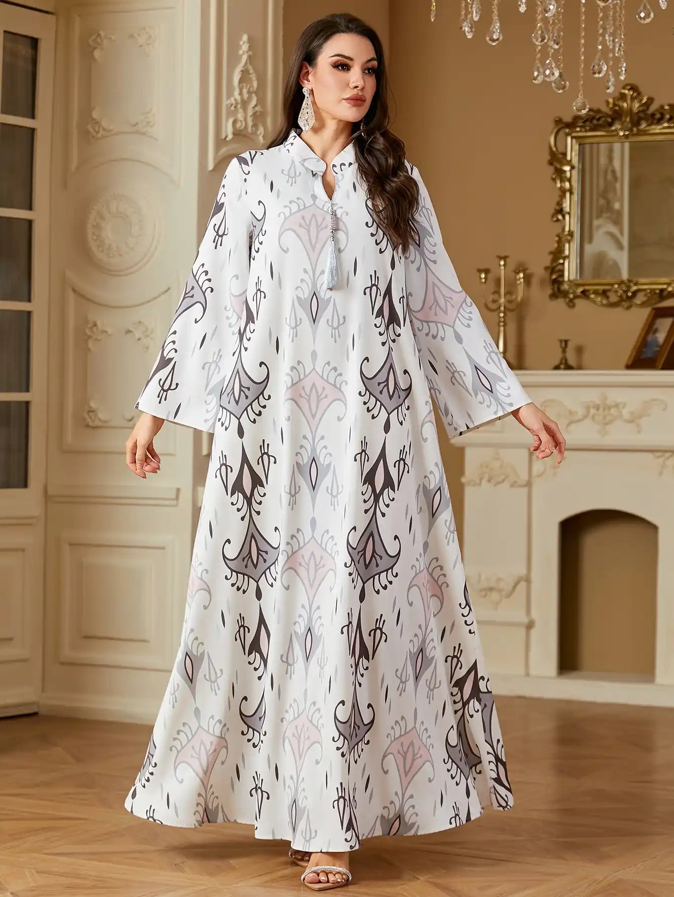 4240 Muslim Moroccan Robe Printed Abaya