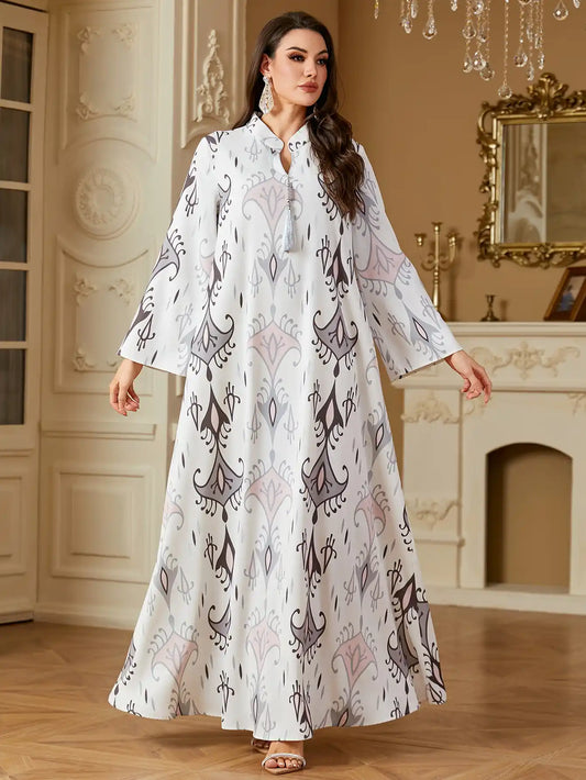 4240 Muslim Moroccan Robe Printed Abaya