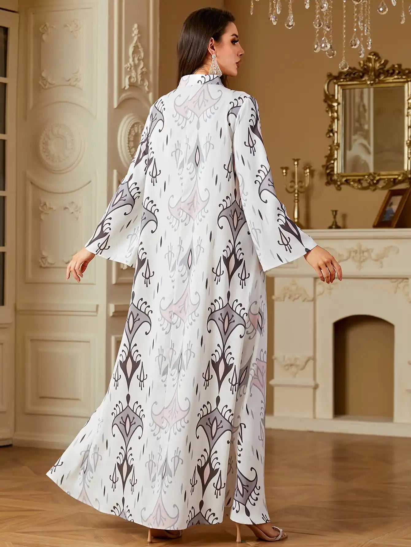 4240 Muslim Moroccan Robe Printed Abaya
