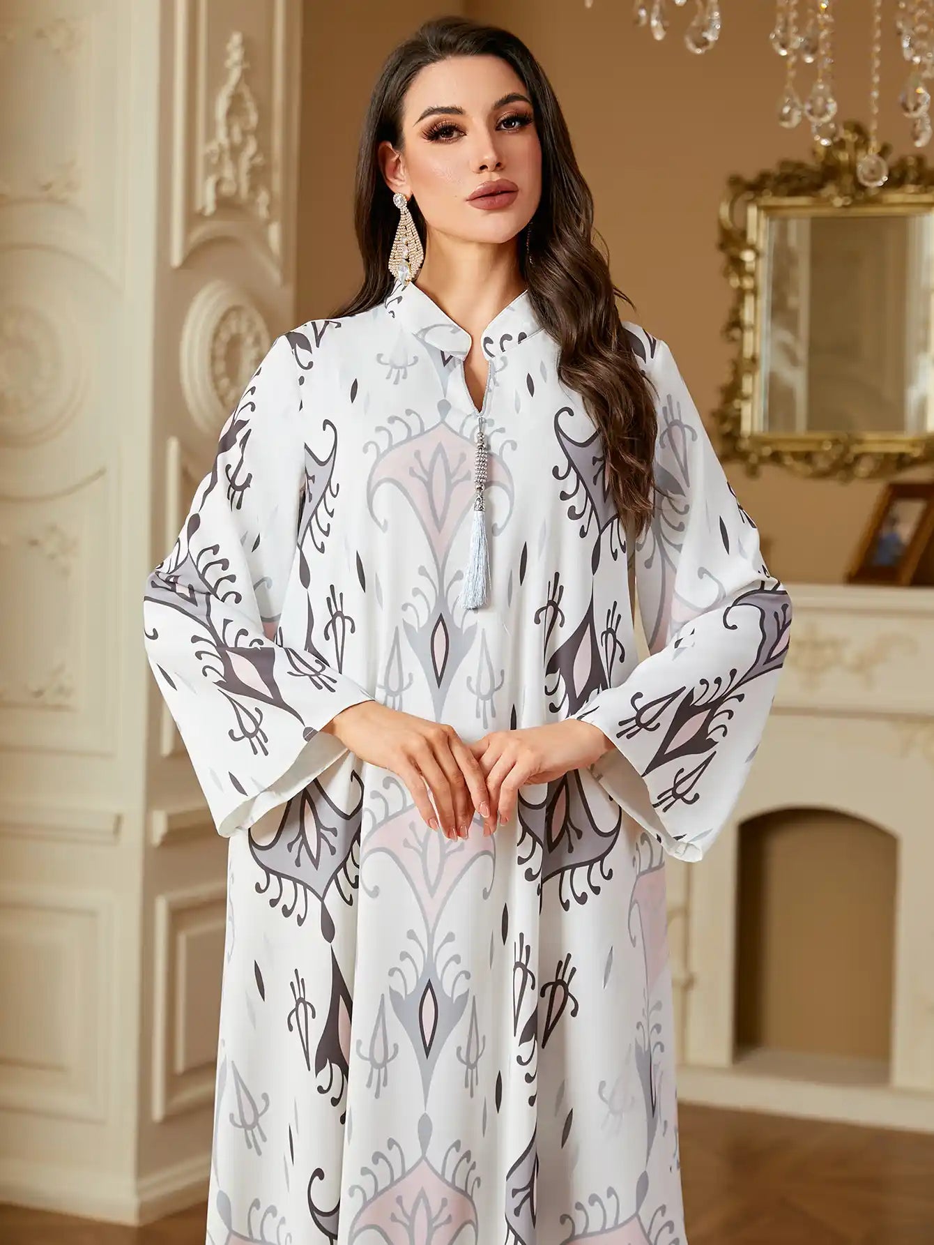 4240 Muslim Moroccan Robe Printed Abaya