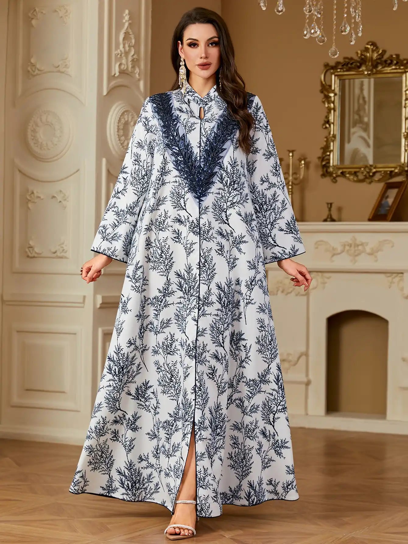 4255 Printed Arabic Abaya Long Skirt