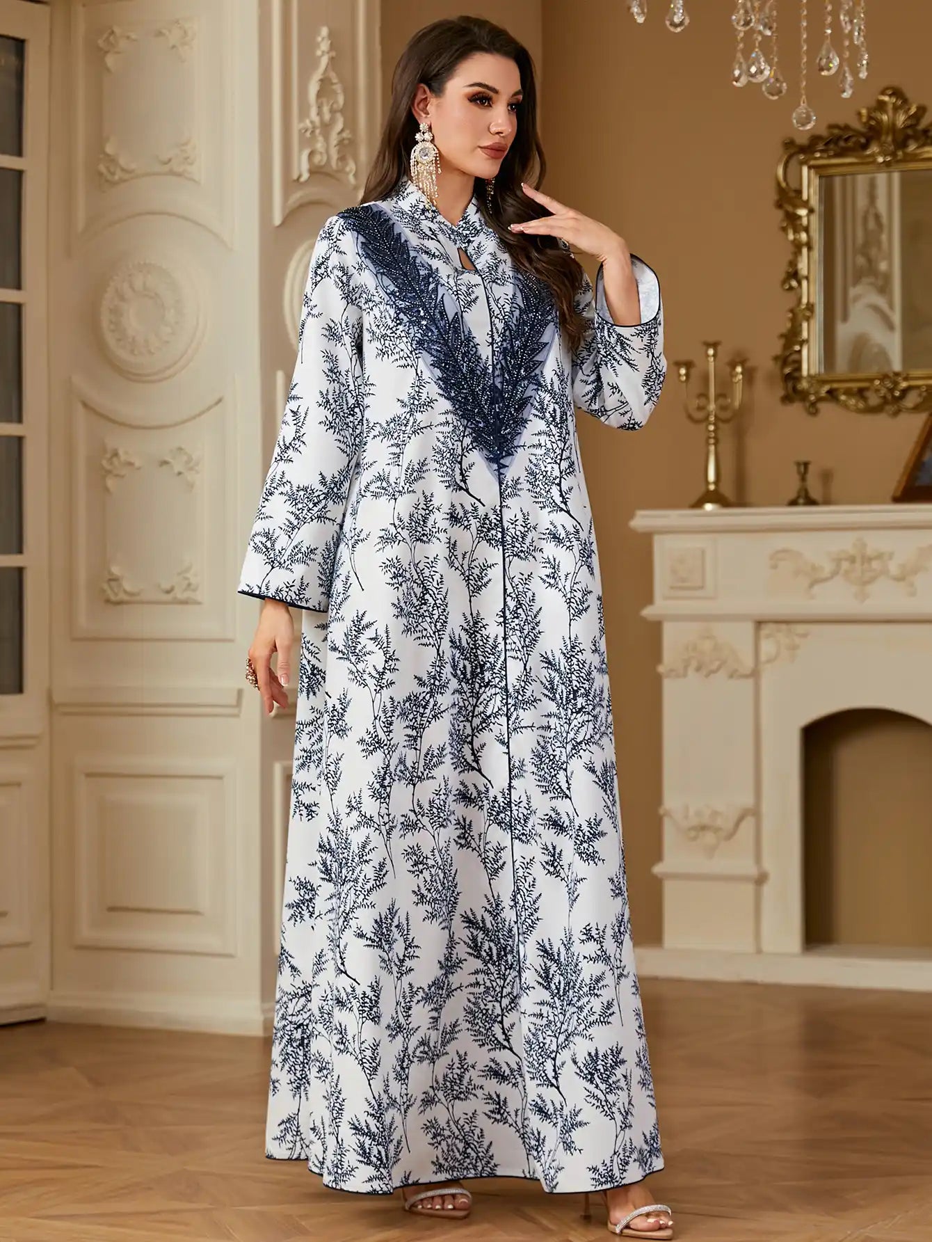 4255 Printed Arabic Abaya Long Skirt