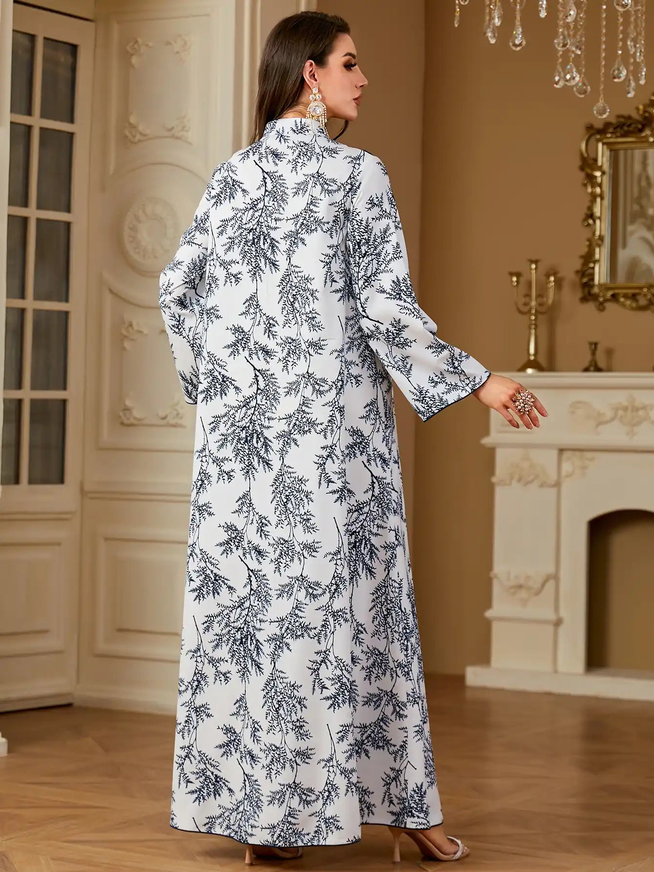 4255 Printed Arabic Abaya Long Skirt