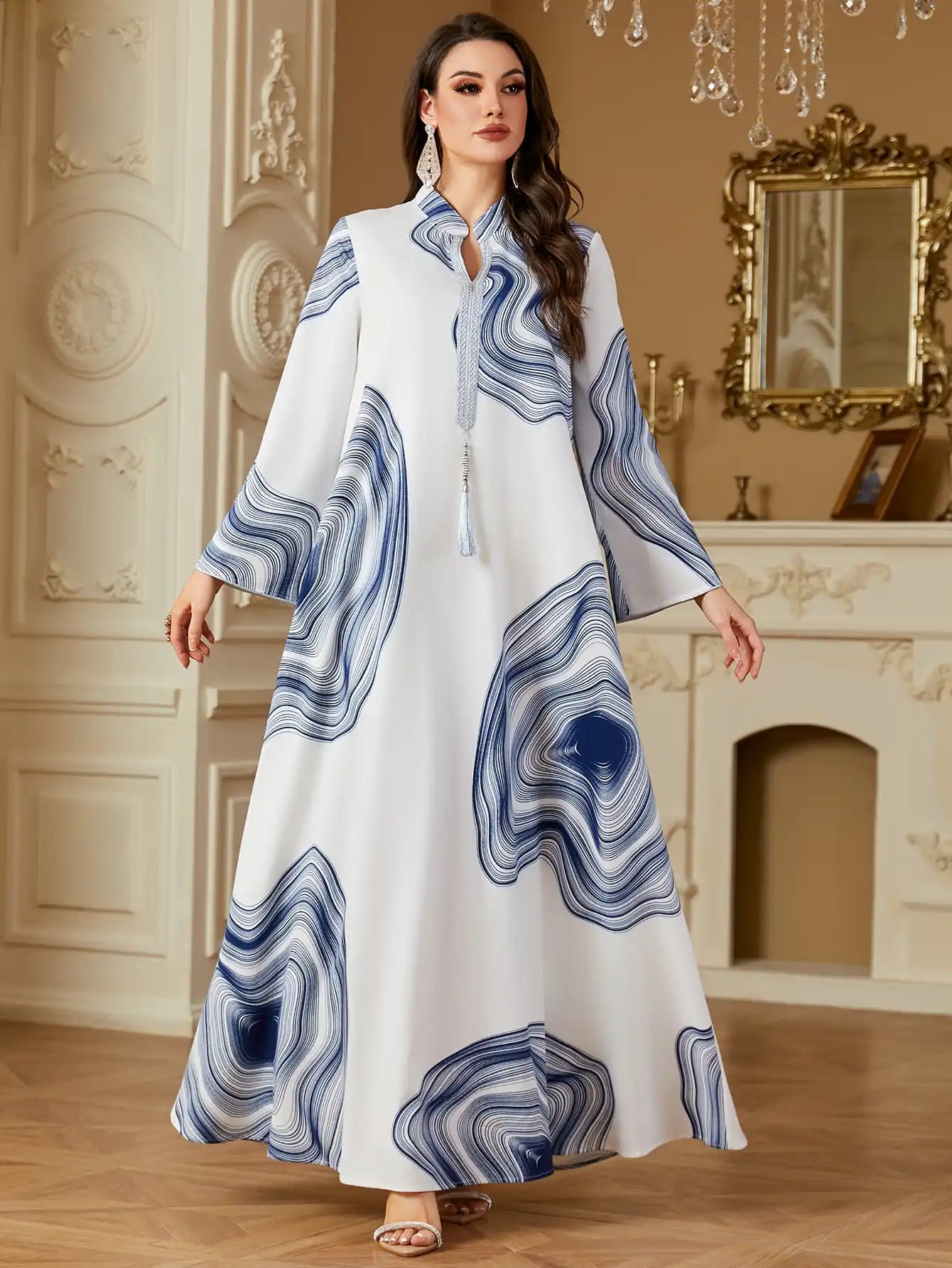 4258 Printed Robe Moroccan Kaftans Dress