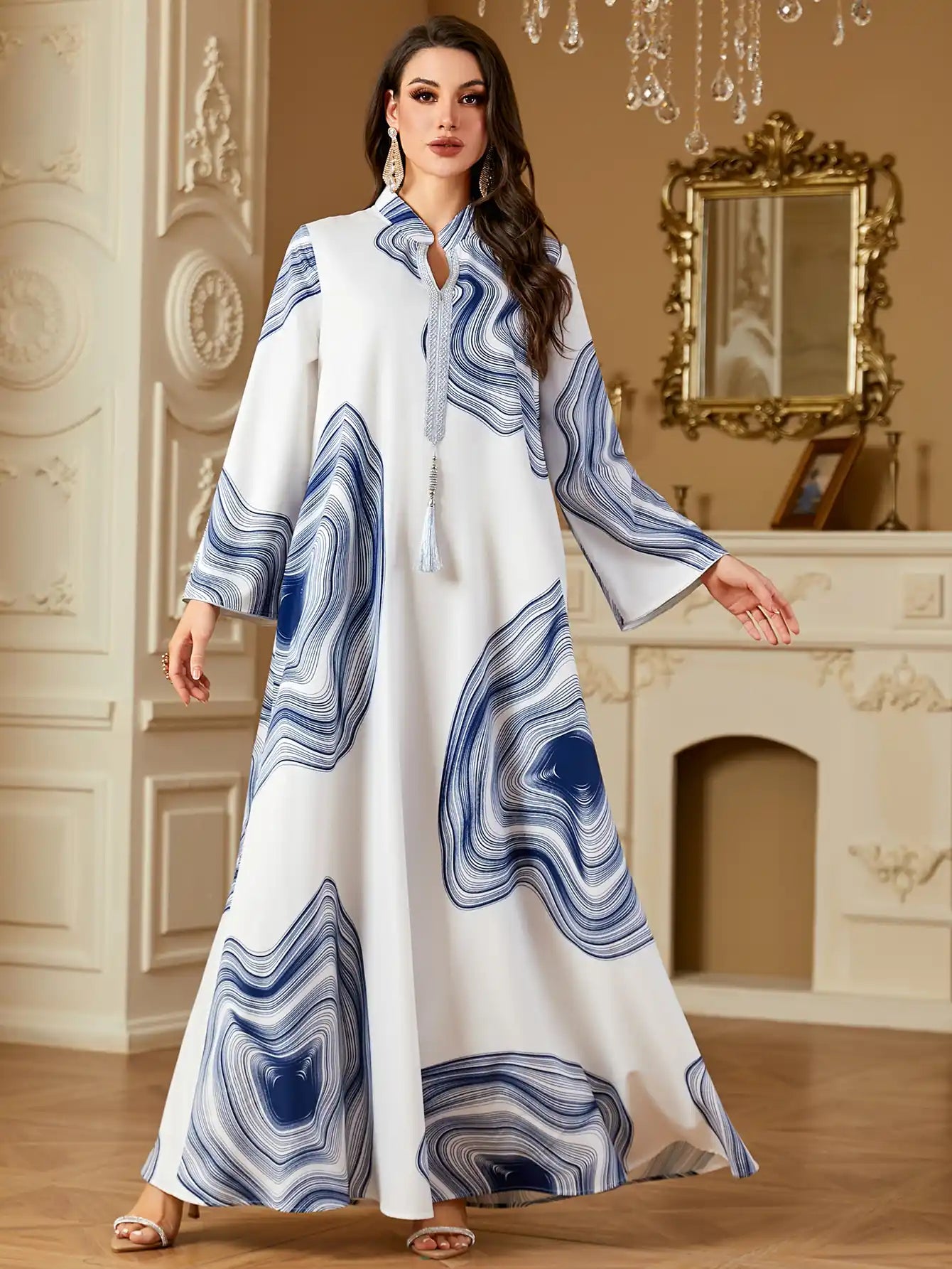 4258 Printed Robe Moroccan Kaftans Dress