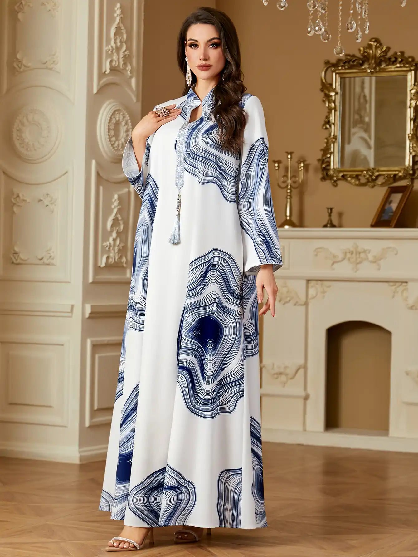 4258 Printed Robe Moroccan Kaftans Dress
