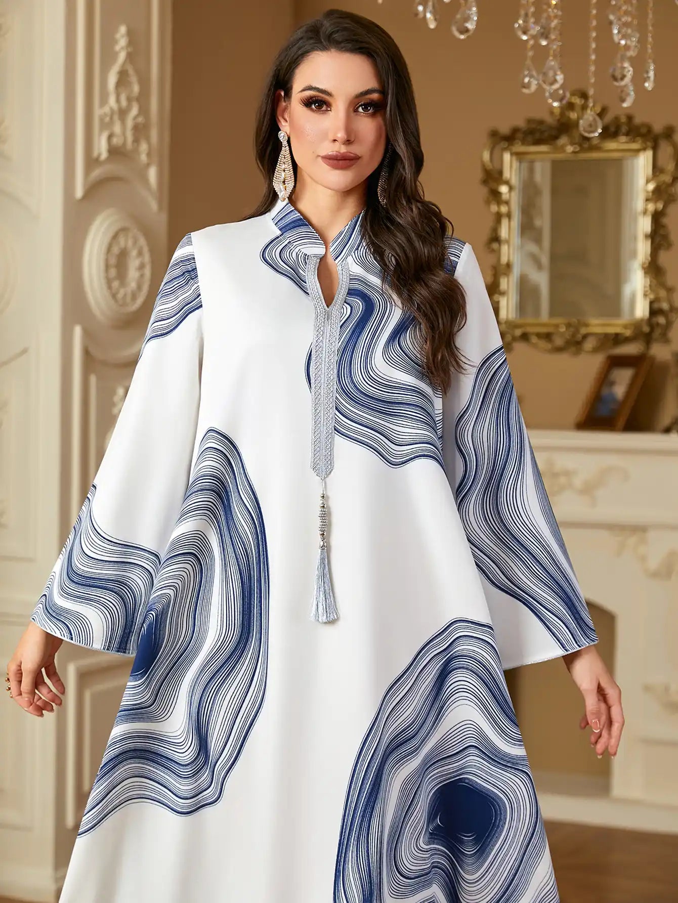 4258 Printed Robe Moroccan Kaftans Dress