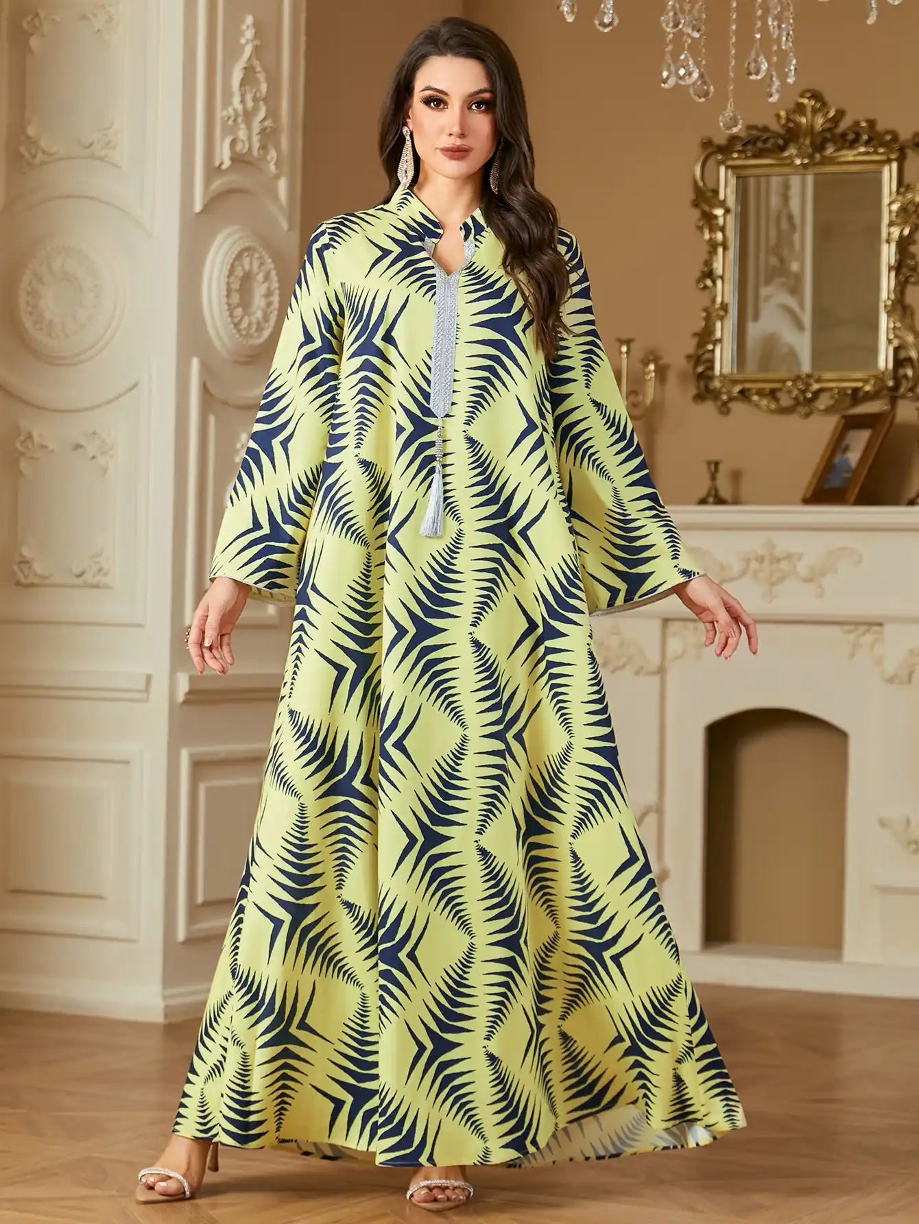 4259 Arab Robe Print Abaya Kaftans Dress