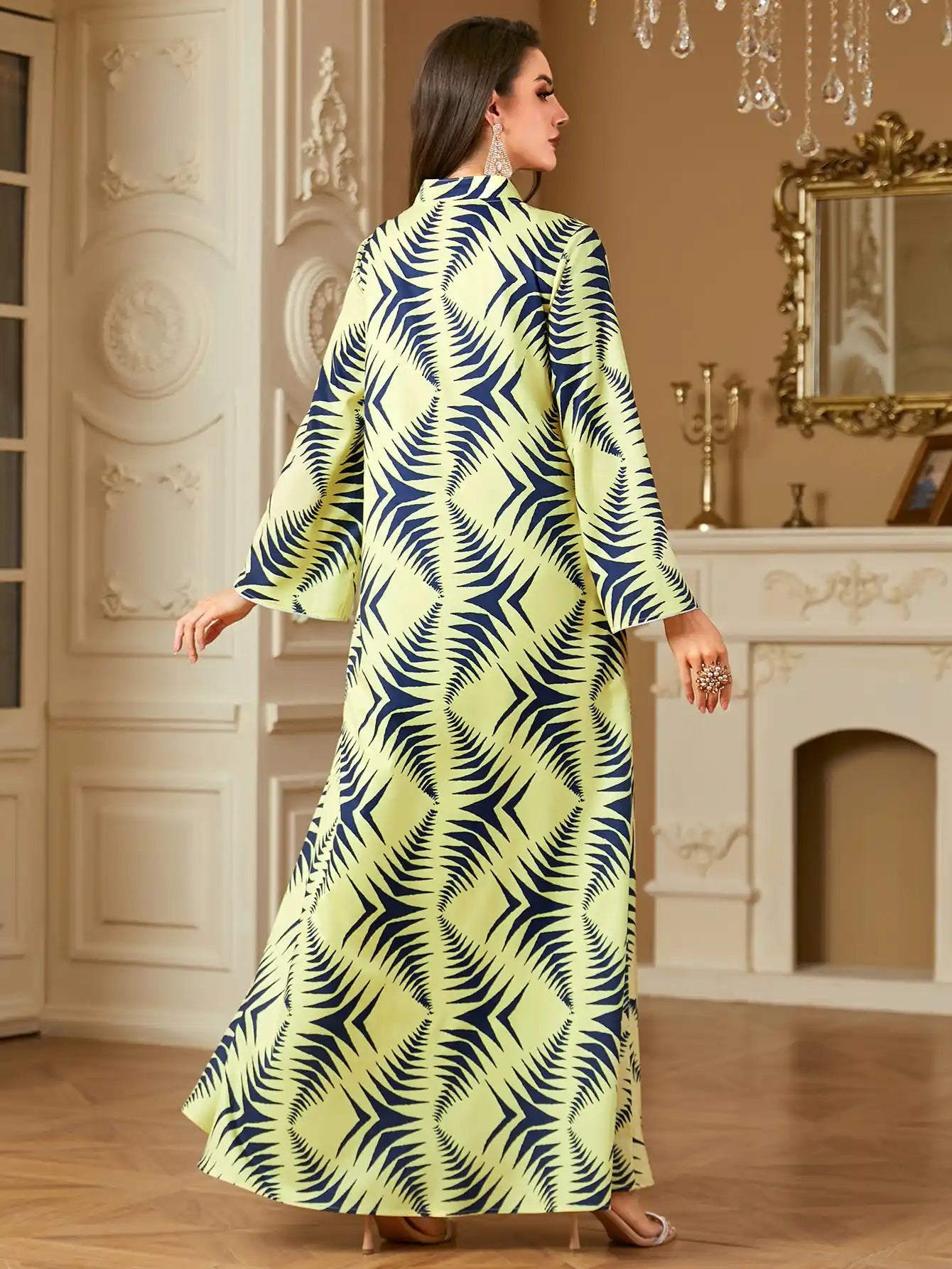 4259 Arab Robe Print Abaya Kaftans Dress