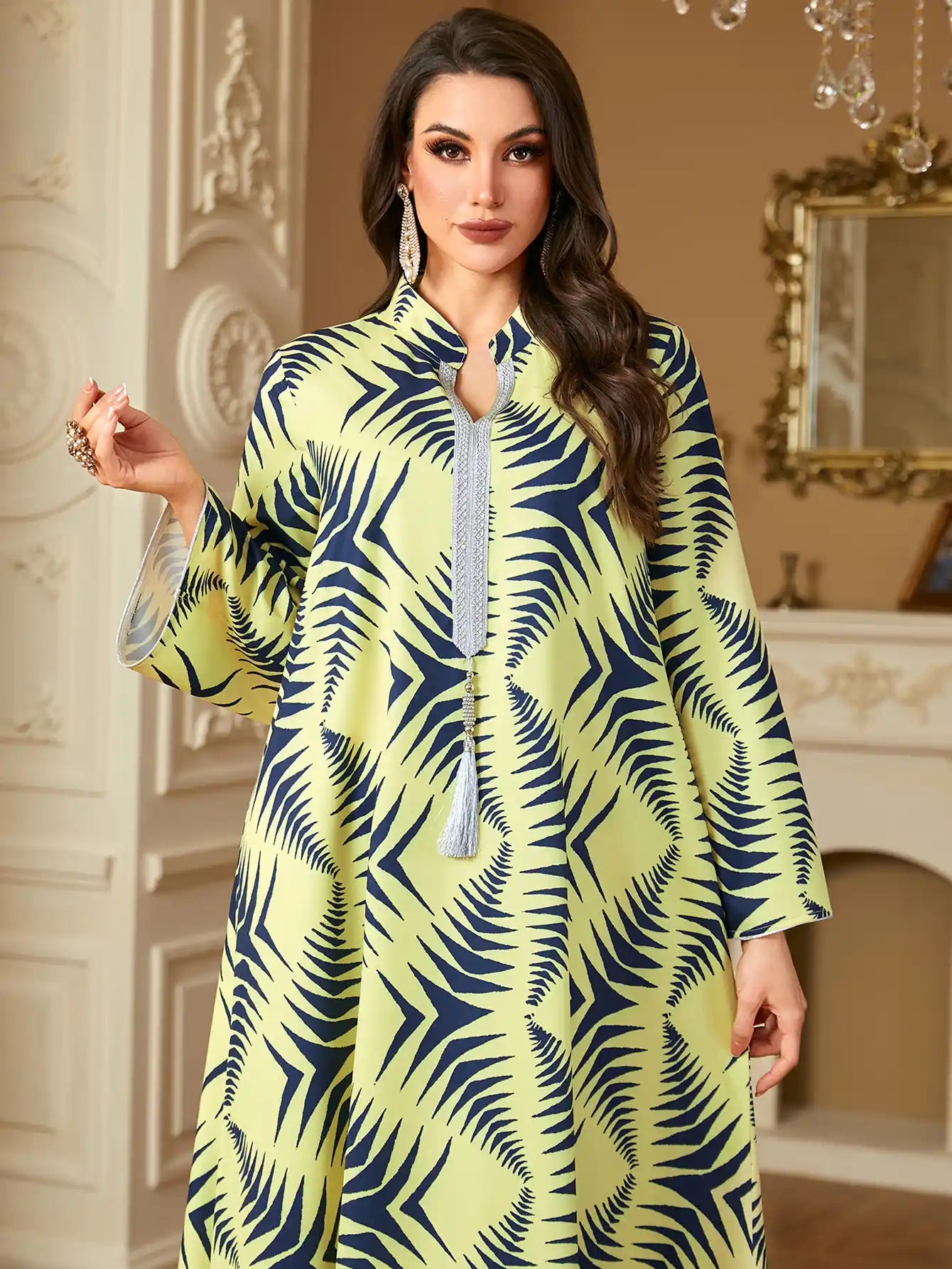 4259 Arab Robe Print Abaya Kaftans Dress