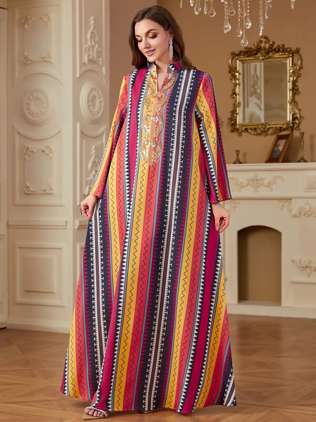 4264 Dubai Robe Printed Women's Dress Abaya