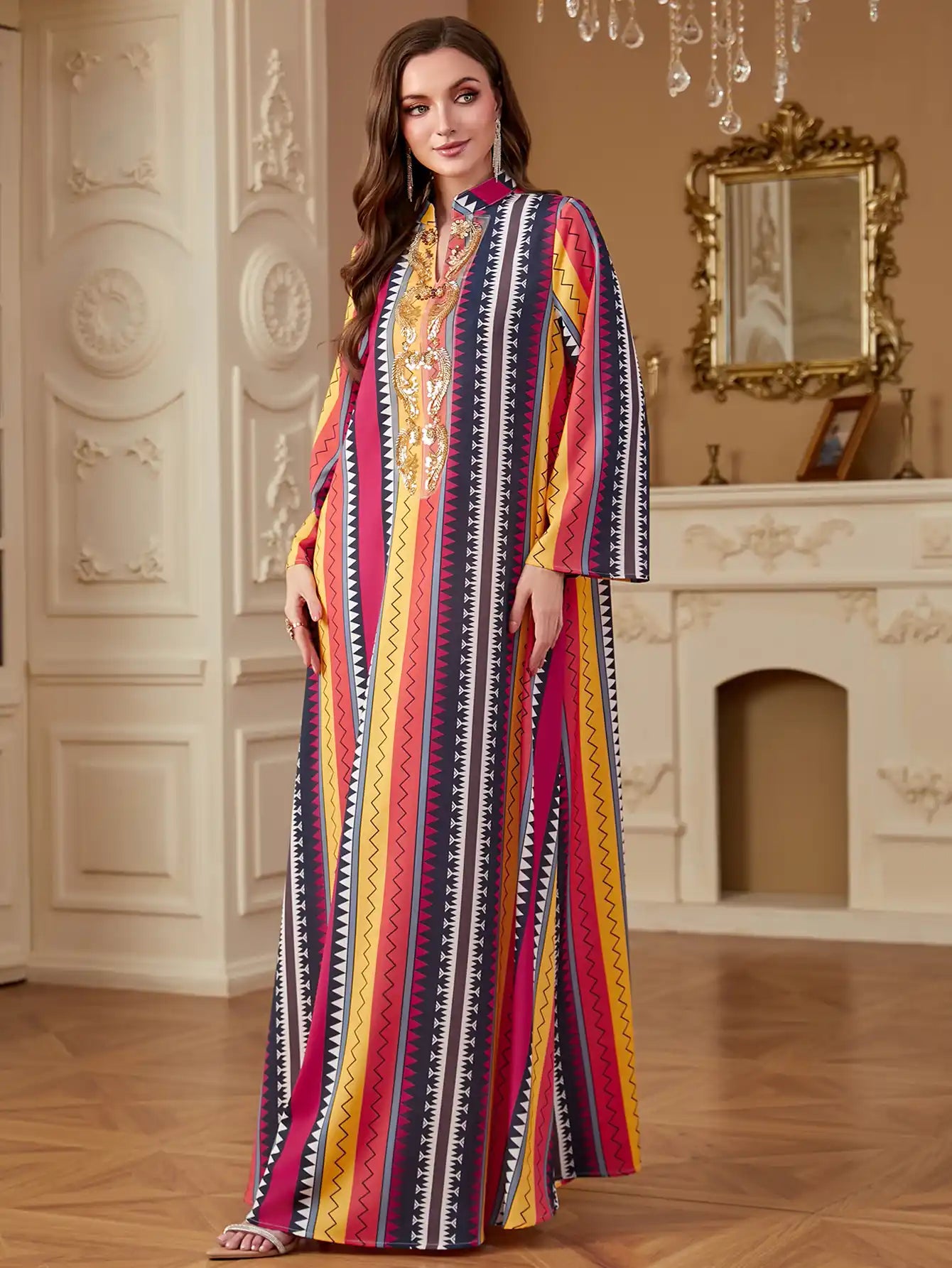 4264 Dubai Robe Printed Women's Dress Abaya