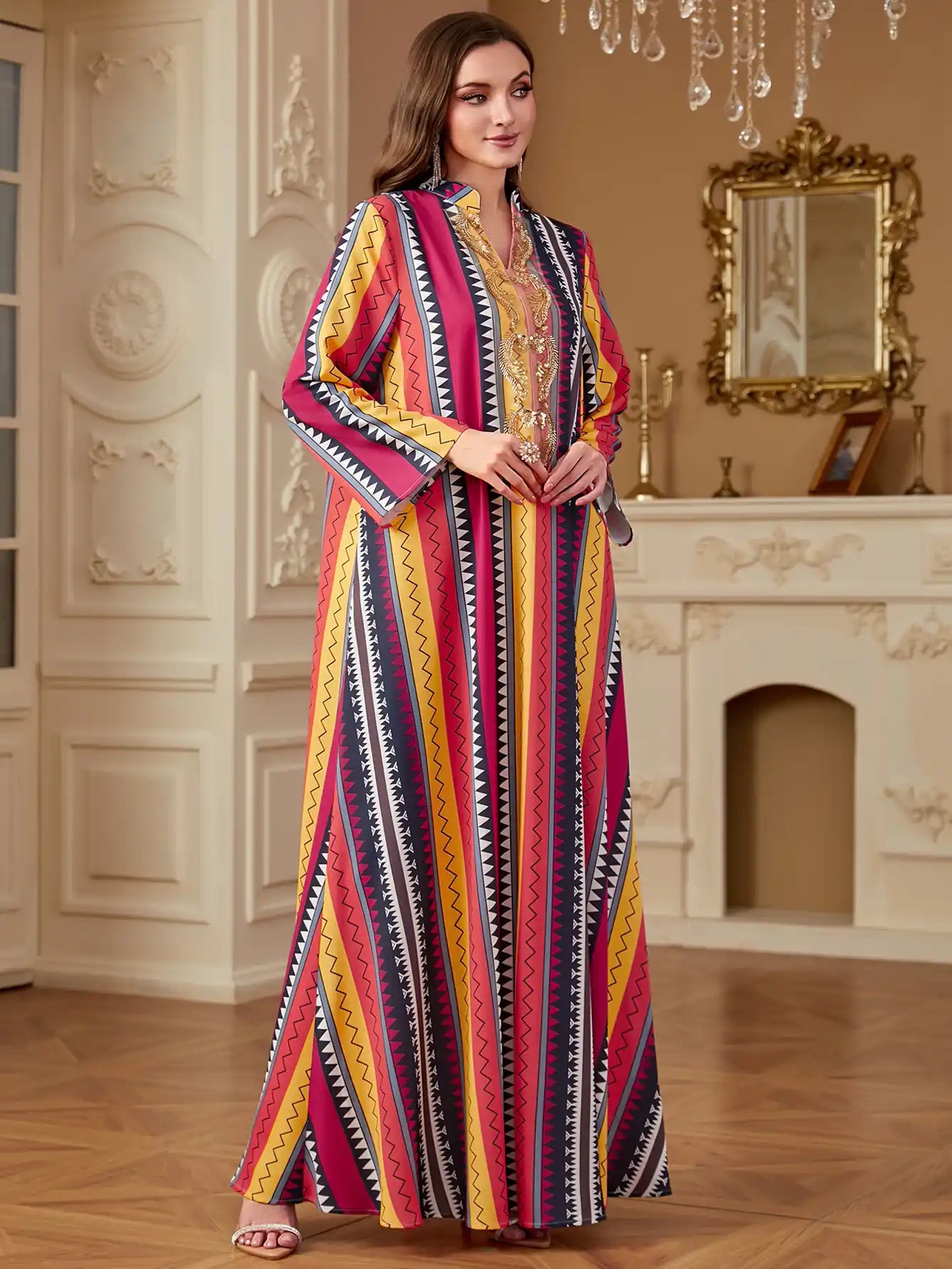 4264 Dubai Robe Printed Women's Dress Abaya