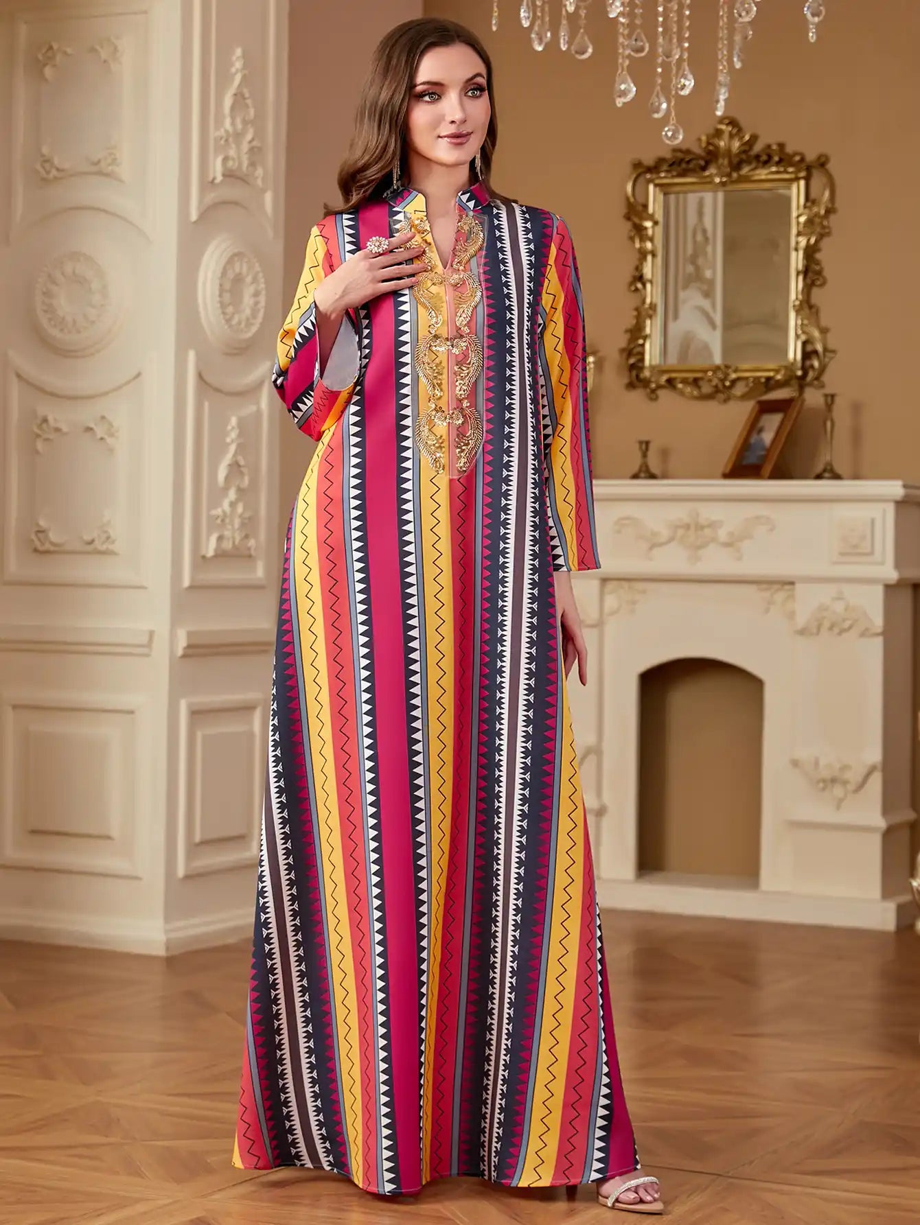 4264 Dubai Robe Printed Women's Dress Abaya