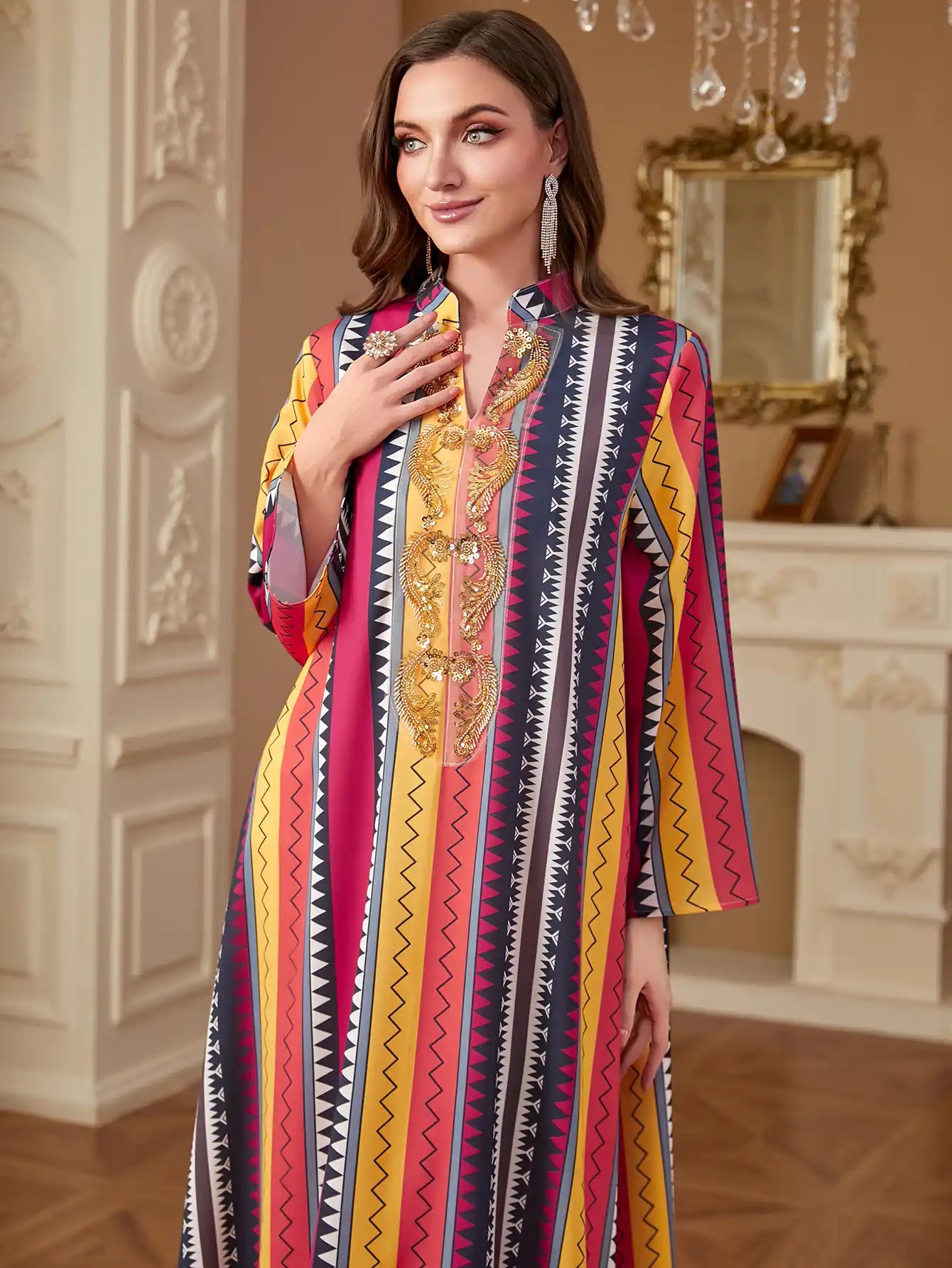 4264 Dubai Robe Printed Women's Dress Abaya