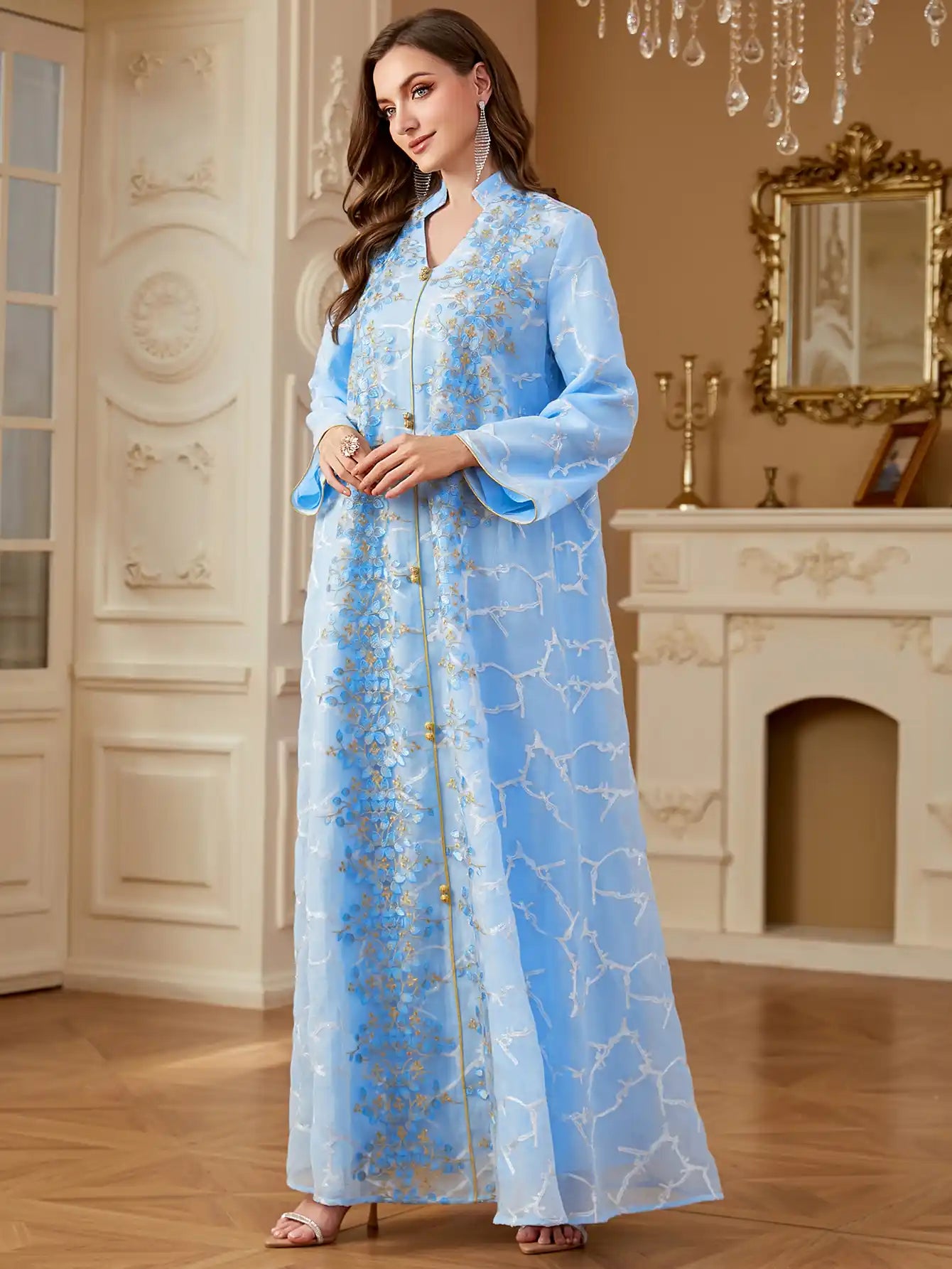4273 Arabic Embroidered Dress Muslim Clothing