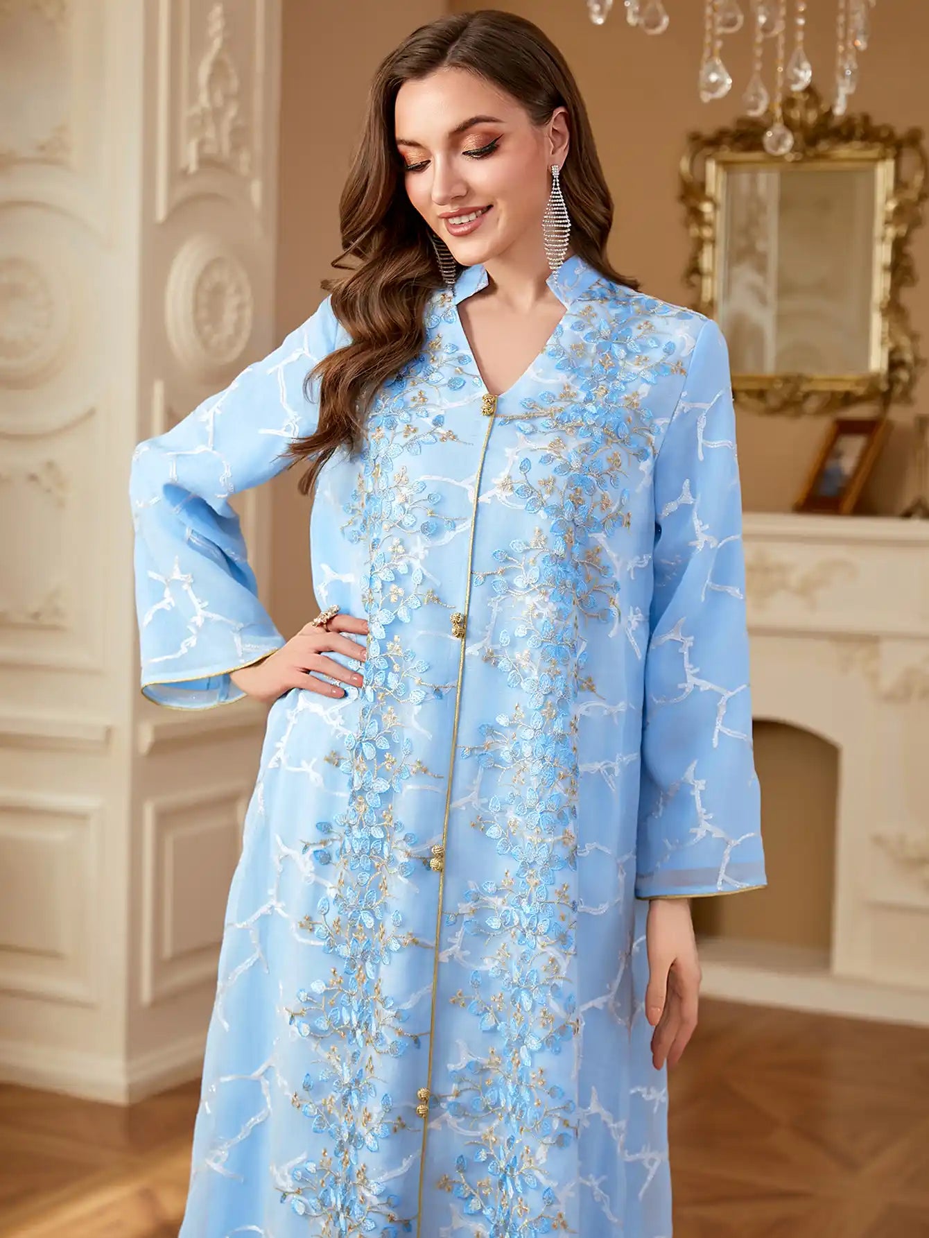 4273 Arabic Embroidered Dress Muslim Clothing