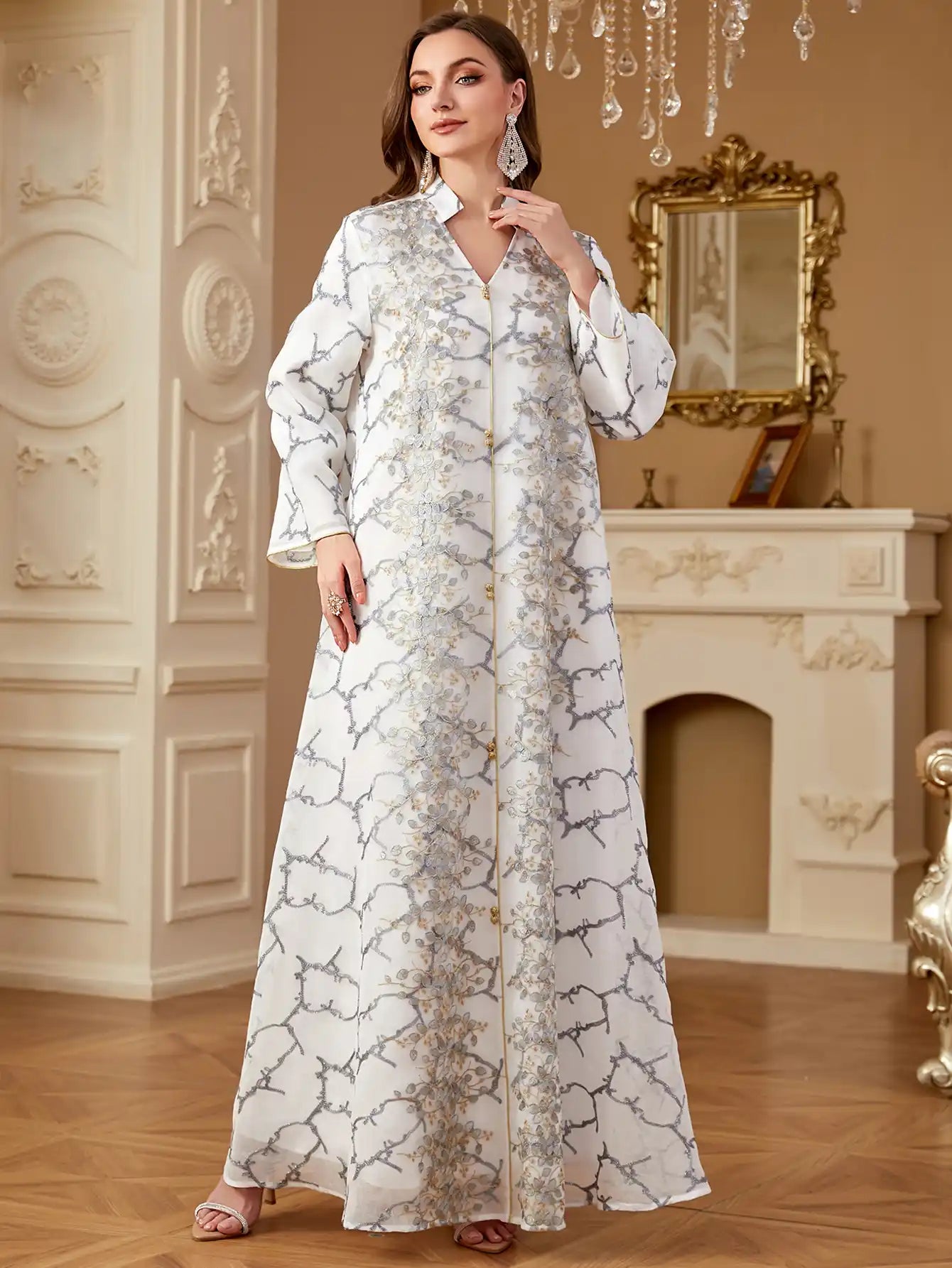 4273 Arabic Embroidered Dress Muslim Clothing